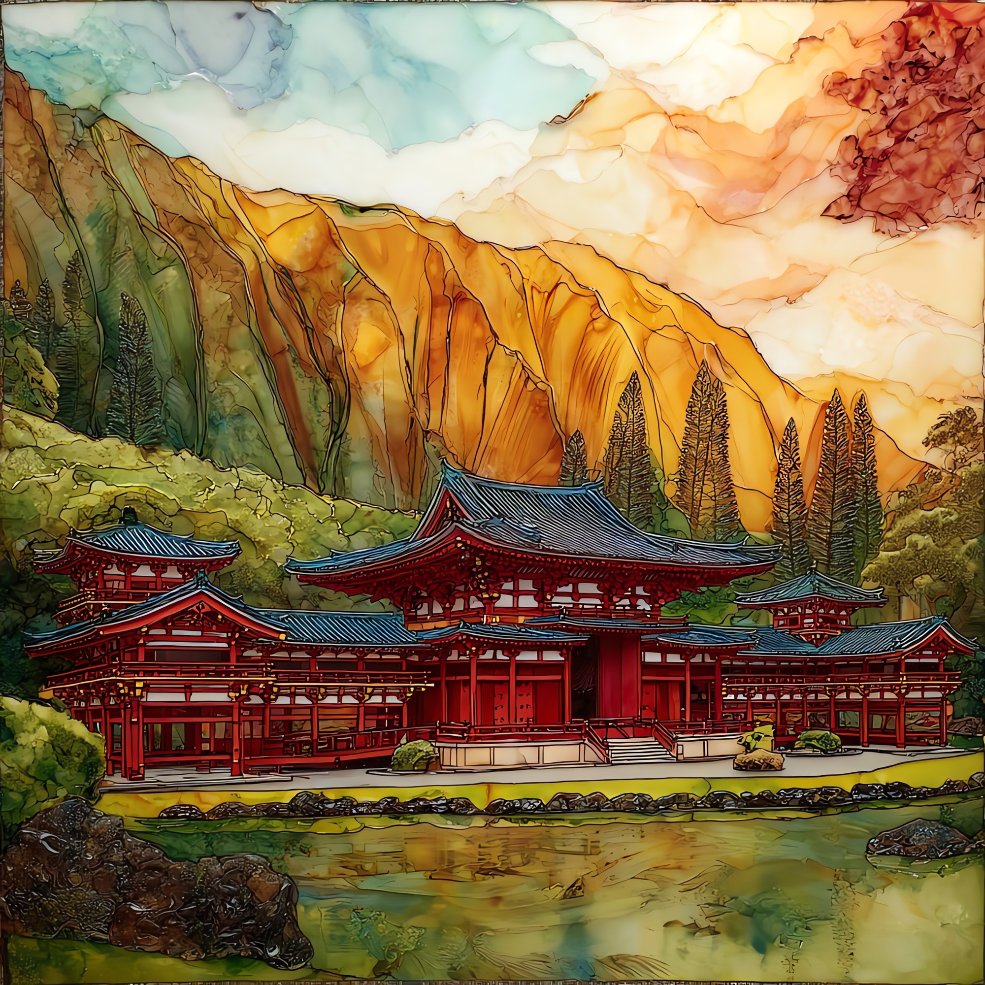 Byodo-In Temple Oahu Ceramic Art Tile