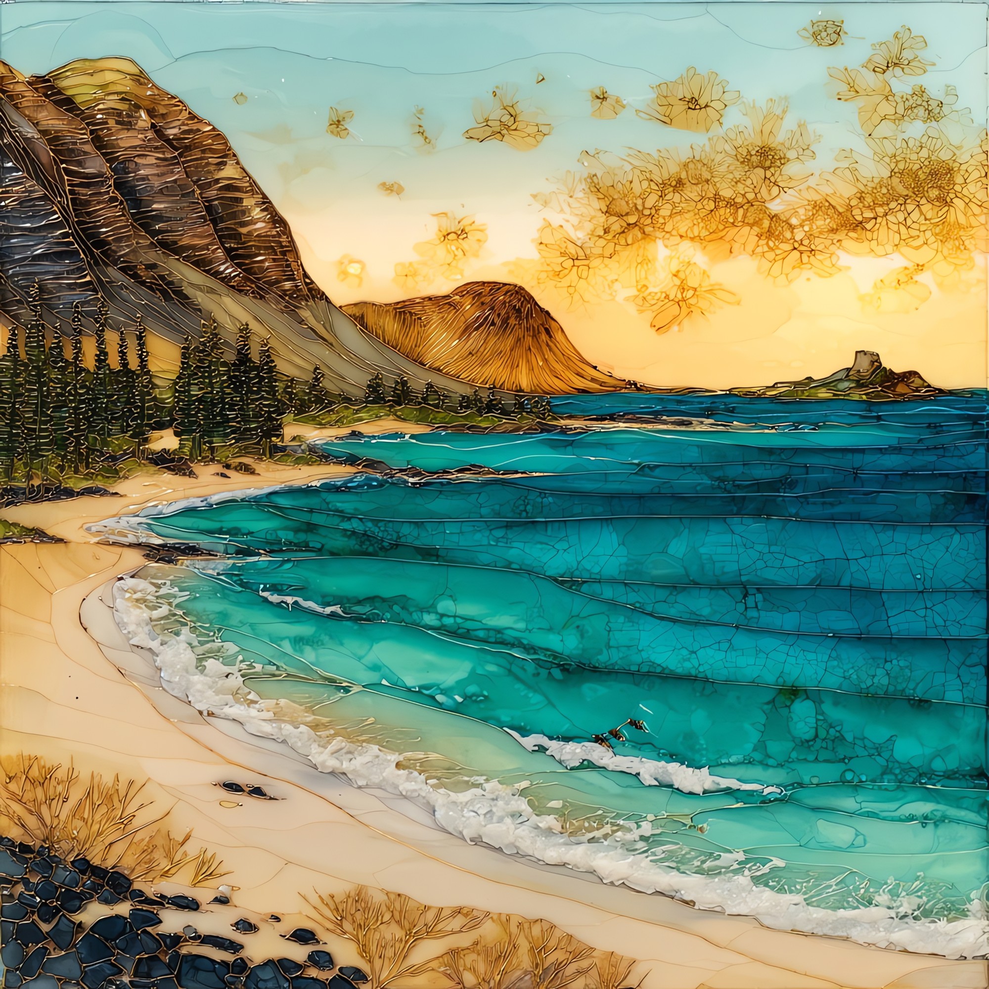 Waimanalo Makapuu Oahu Ceramic Art Tile