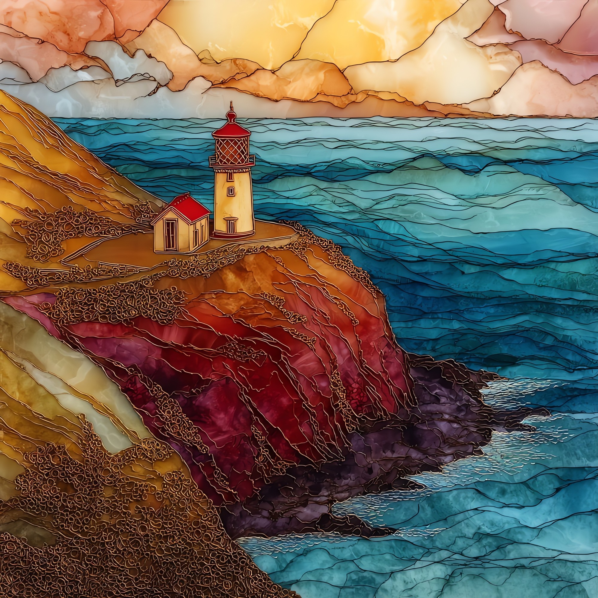 Makapuu Lighthouse Oahu Ceramic Art Tile