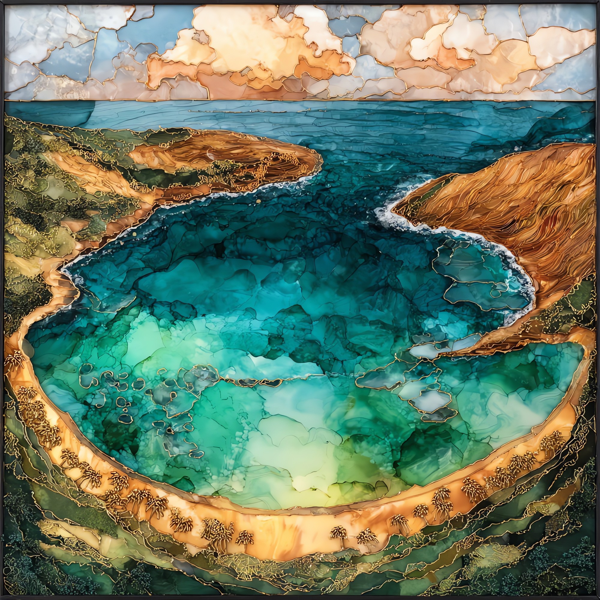 Hanauma Bay Oahu Ceramic Art Tile
