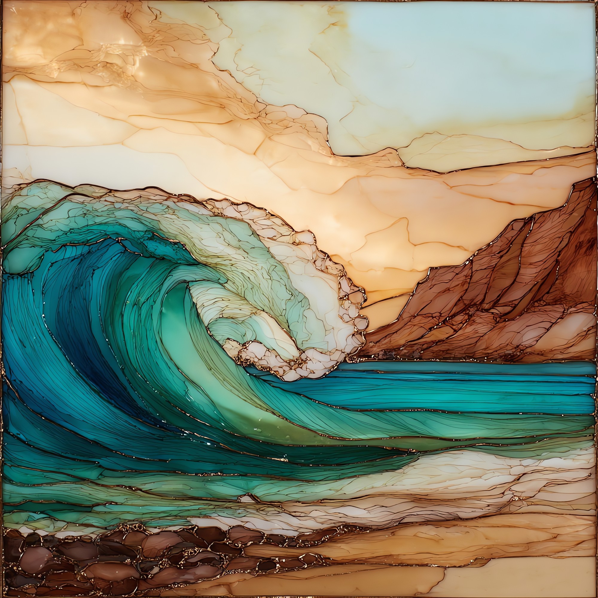 Sandy Beach Oahu Ceramic Art Tile