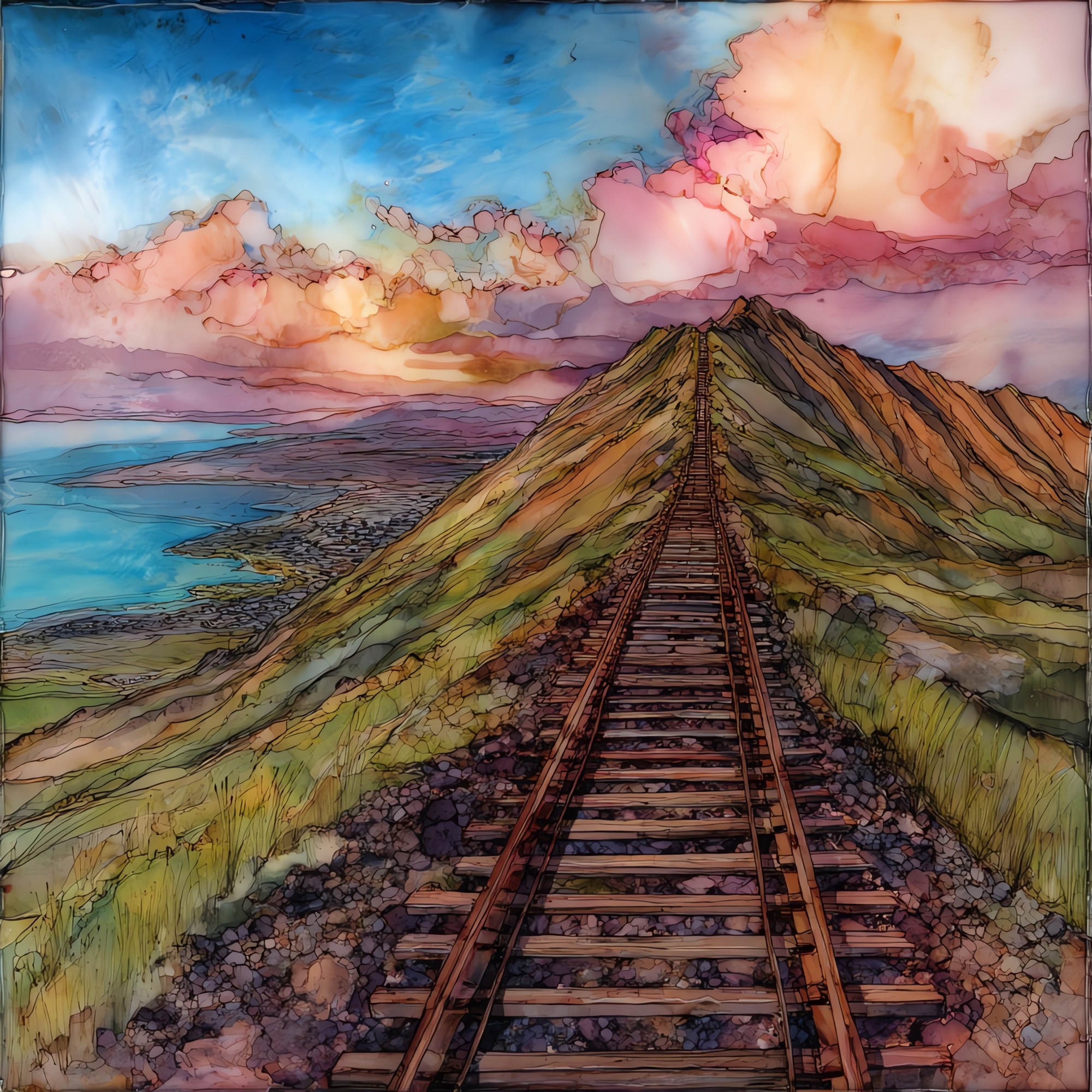 Koko Crater Stairs Oahu Ceramic Art Tile