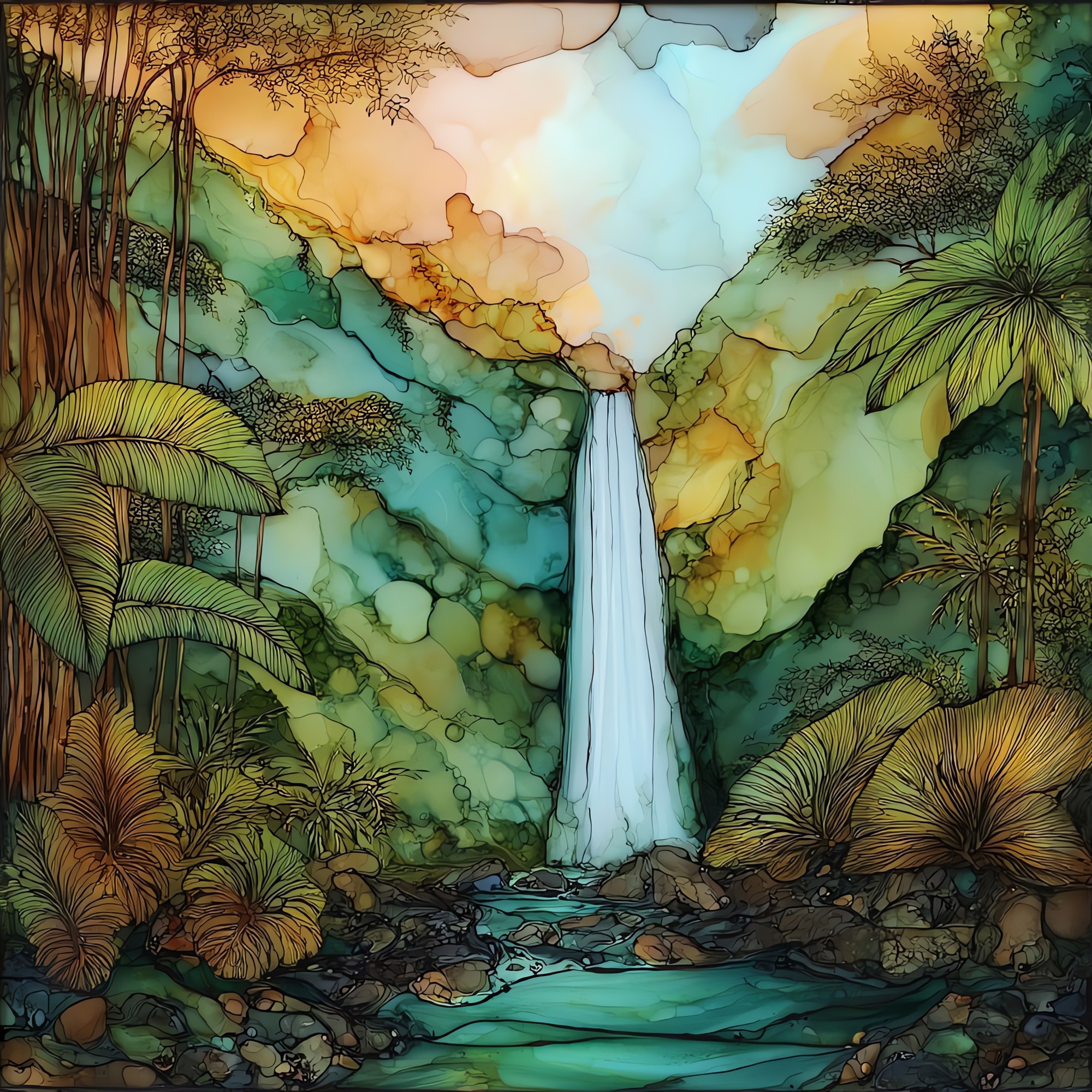 Manoa Falls Oahu Ceramic Art Tile