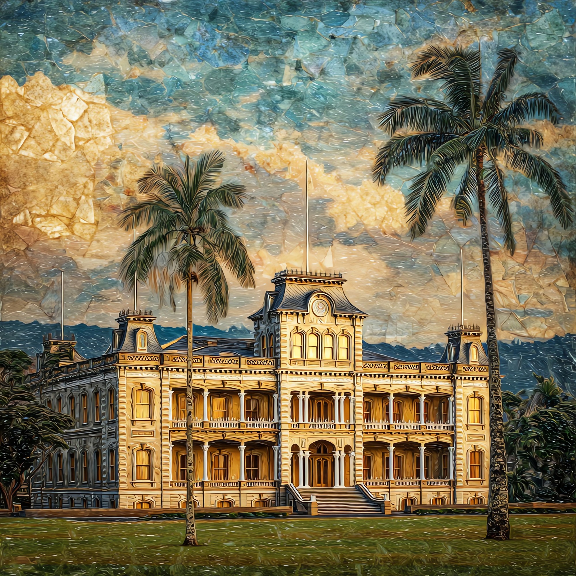 Iolani Palace Oahu Ceramic Art Tile