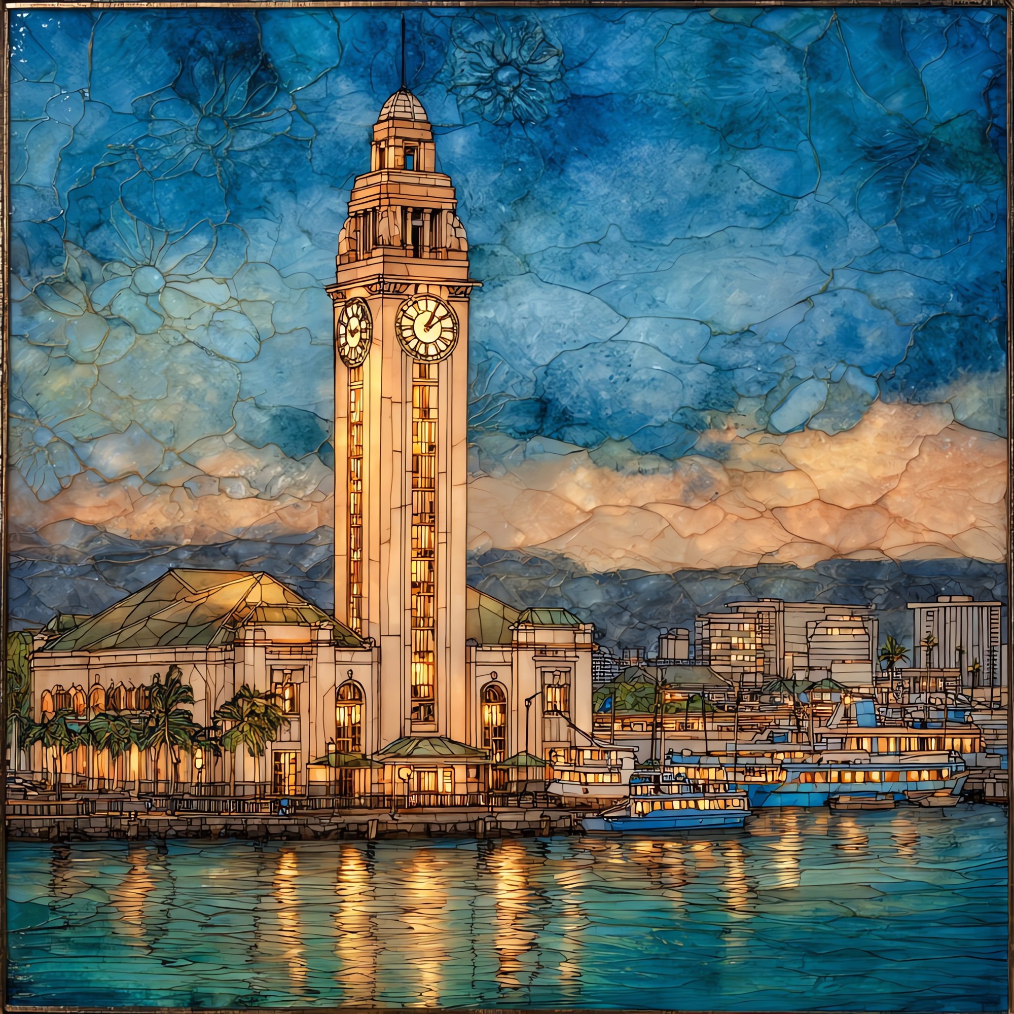 Aloha Tower Oahu Ceramic Art Tile
