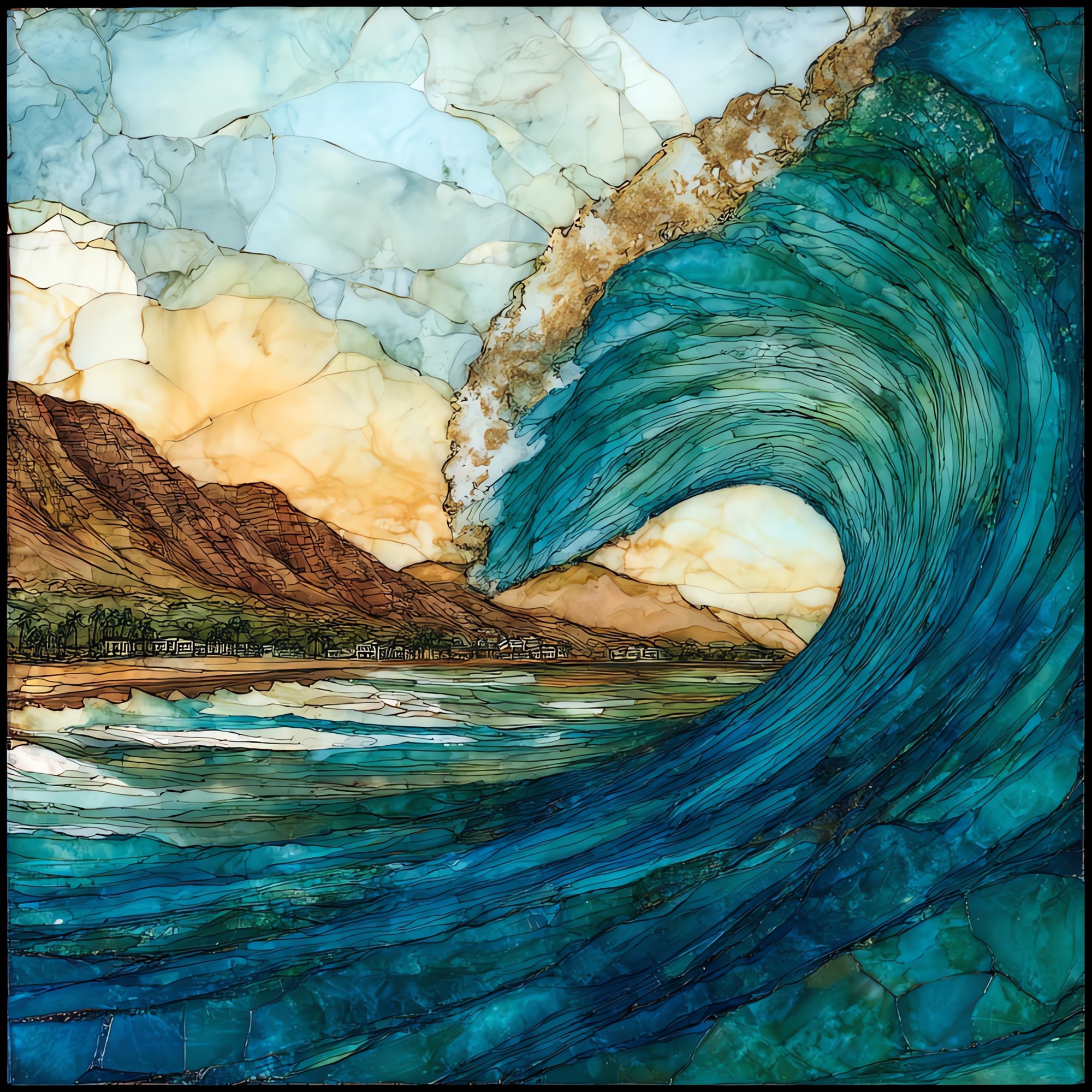 Makaha Beach Oahu Ceramic Art Tile