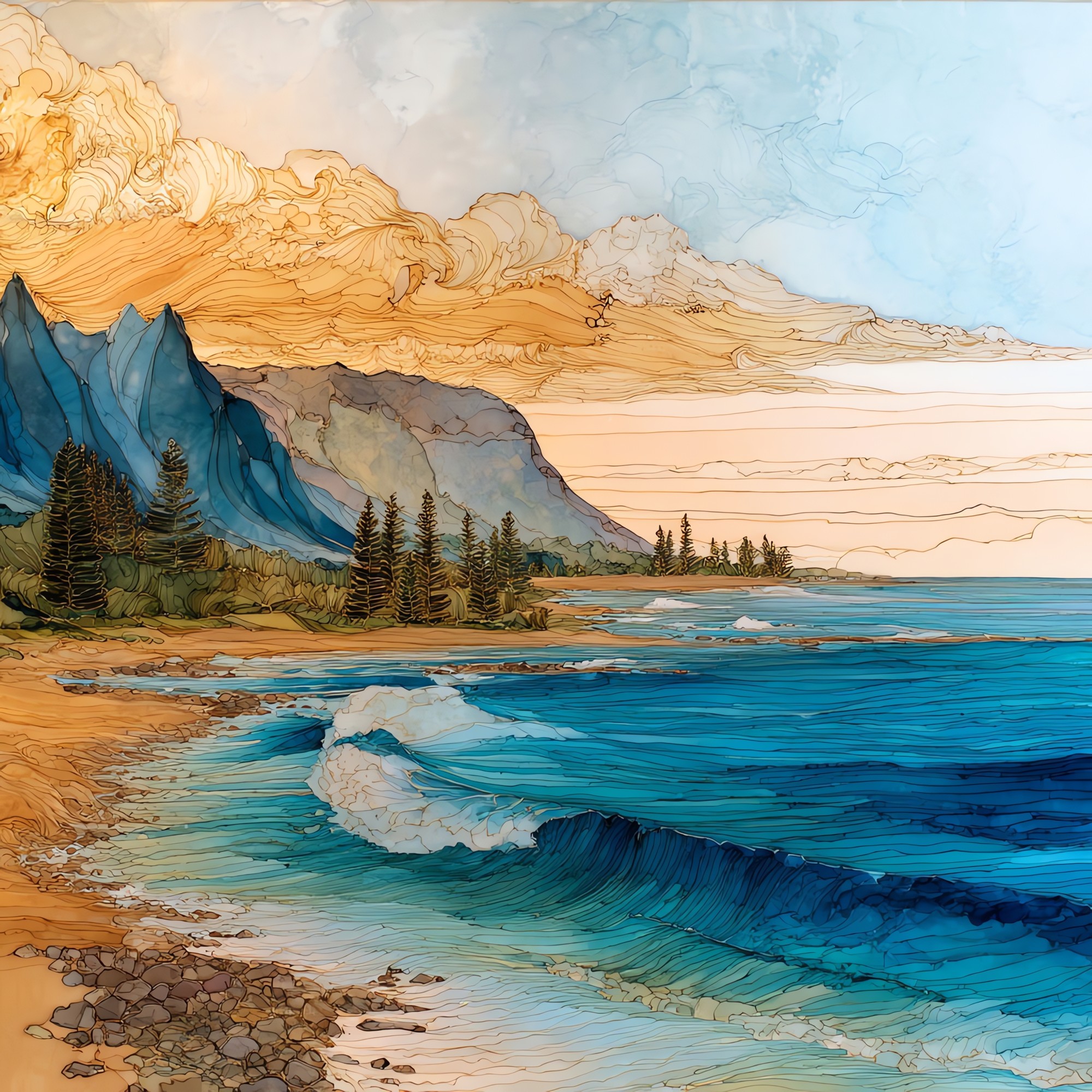 Pounders Beach Oahu Ceramic Art Tile