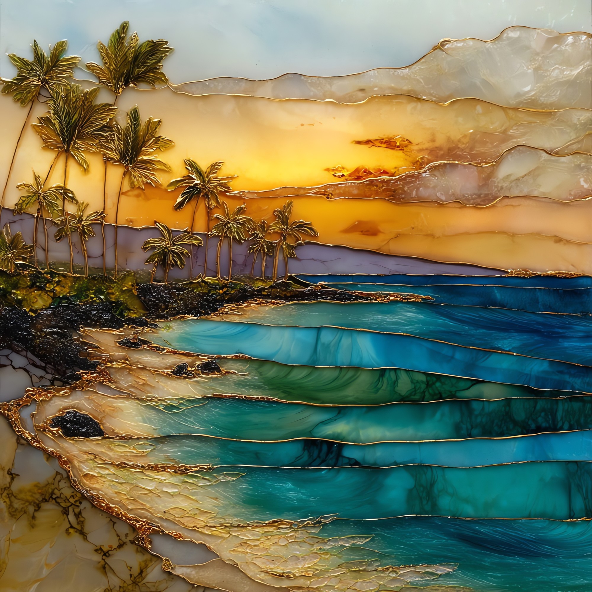 Kaanapali Black Rock Maui Ceramic Art Tile