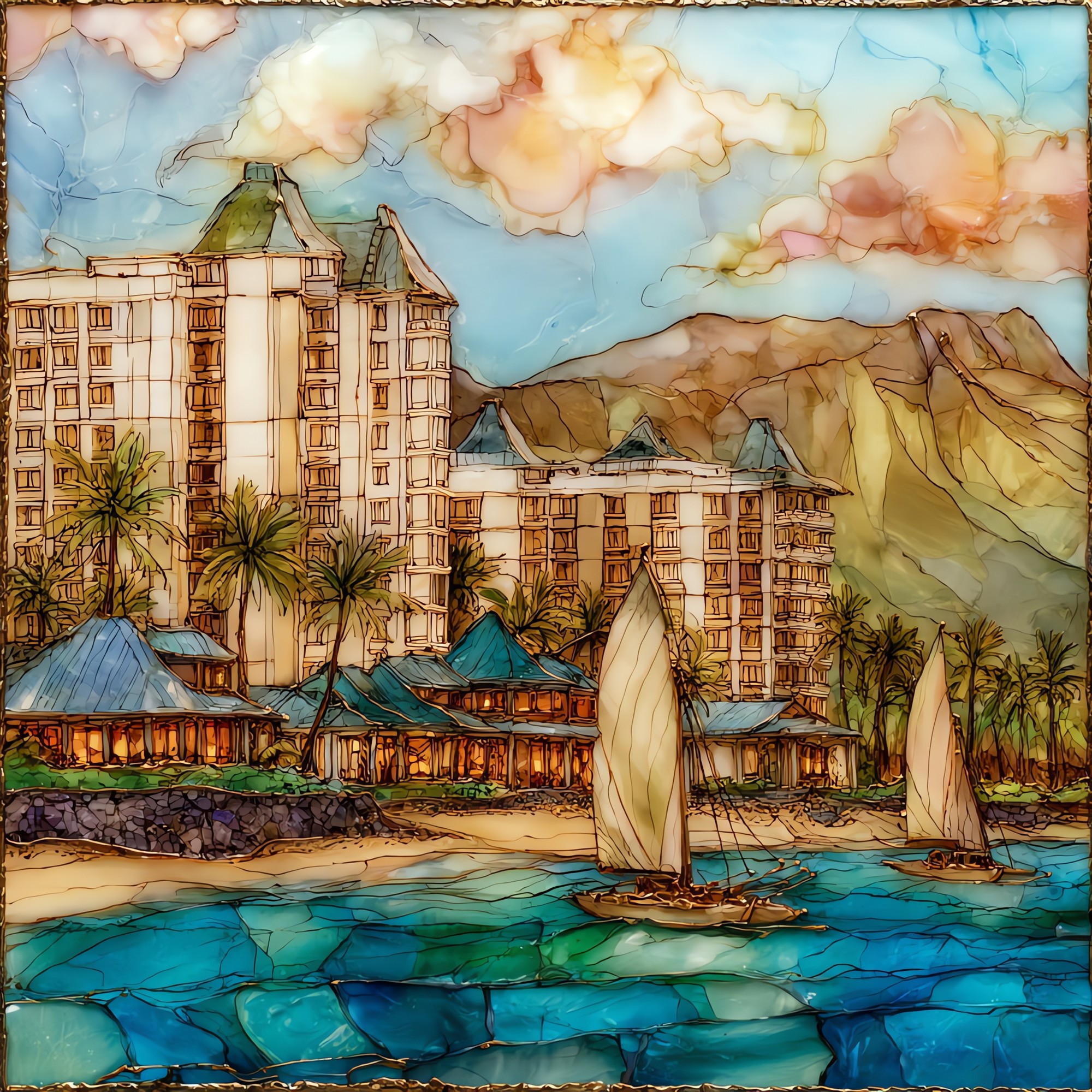Kaanapali Whalers Village Maui Ceramic Art Tile