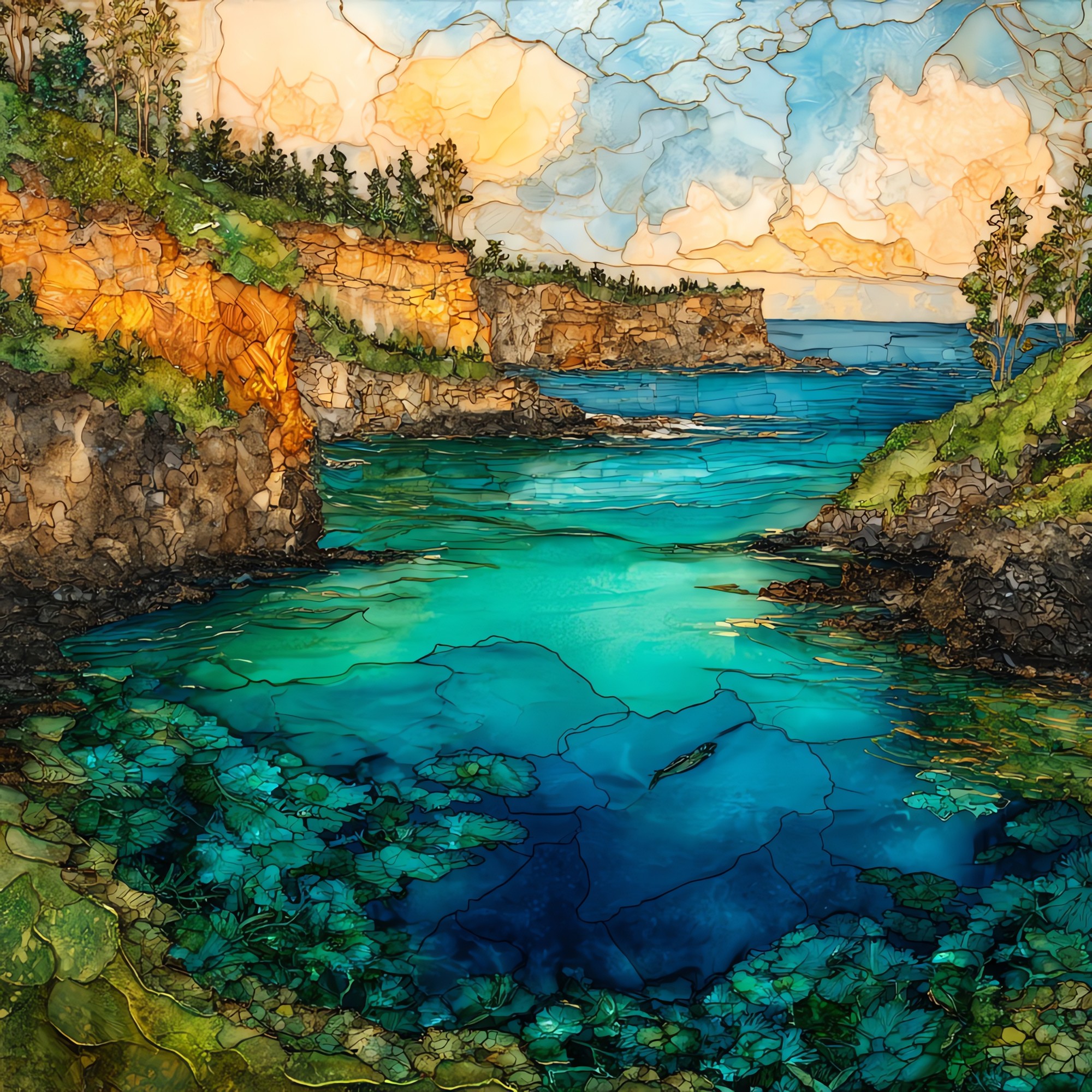 Honolua Bay Maui Ceramic Art Tile