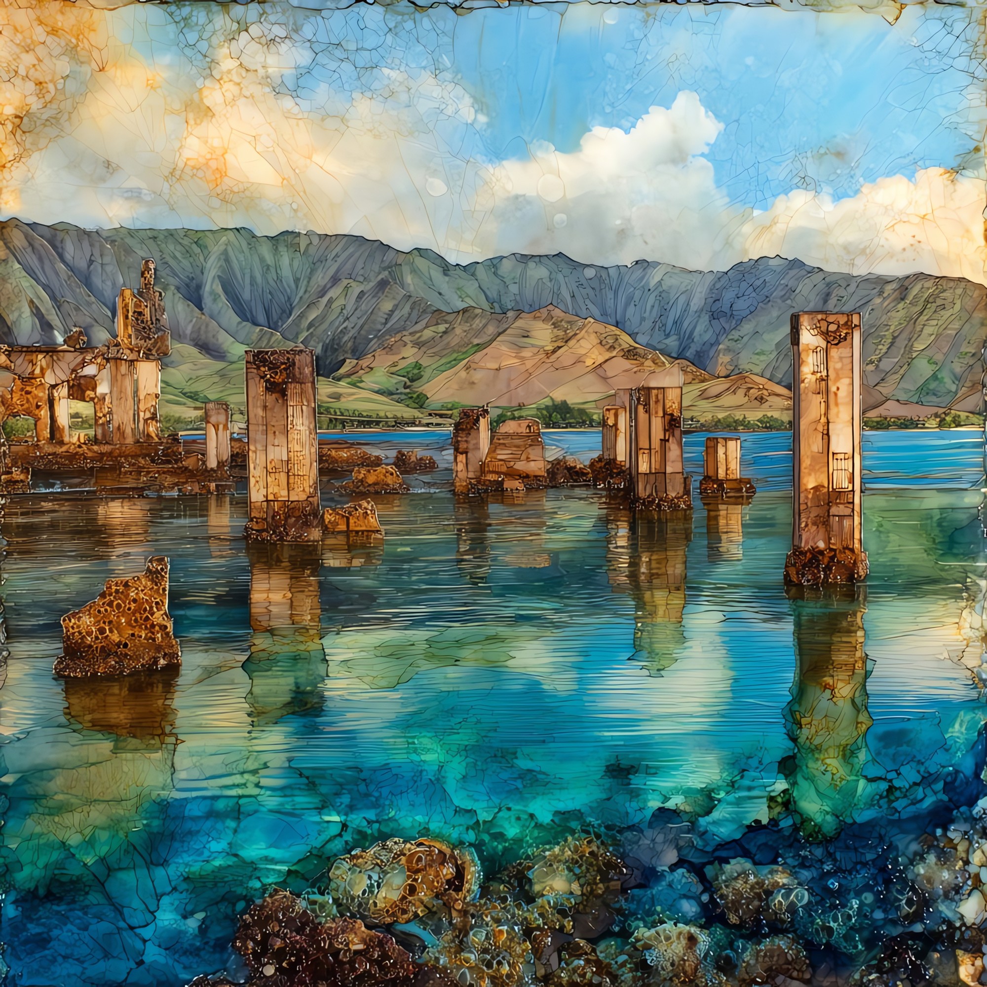 Mala Pier Ruins Maui Ceramic Art Tile