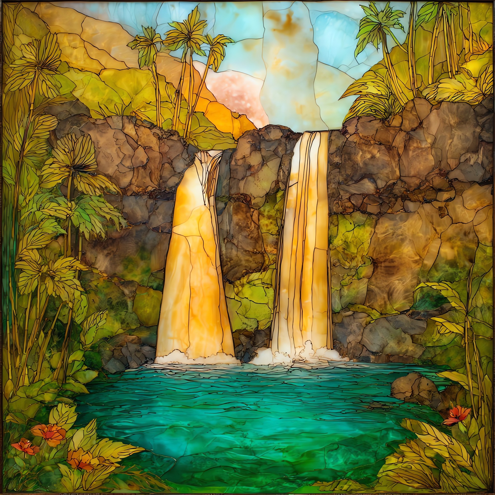 Twin Falls Hana Maui Ceramic Art Tile