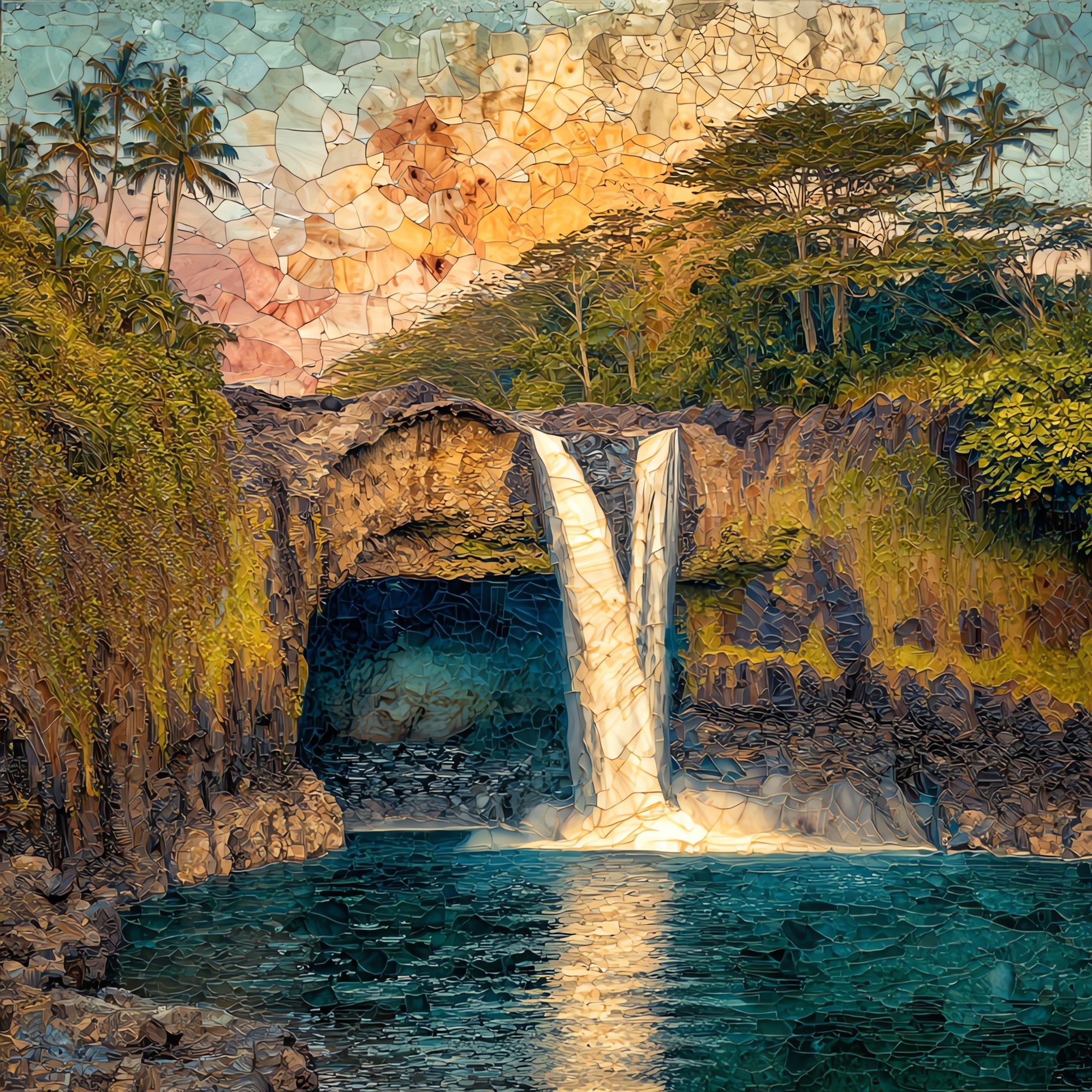 Wailua Falls Hana Maui Ceramic Art Tile
