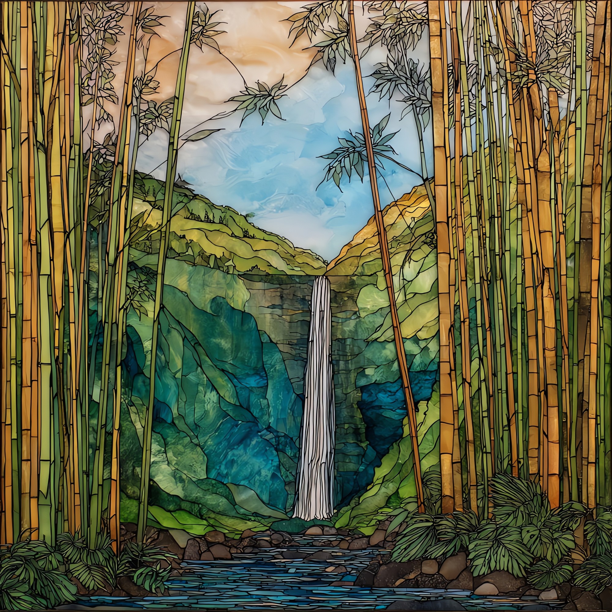 Waimoku Falls Pipiwai Maui Ceramic Art Tile