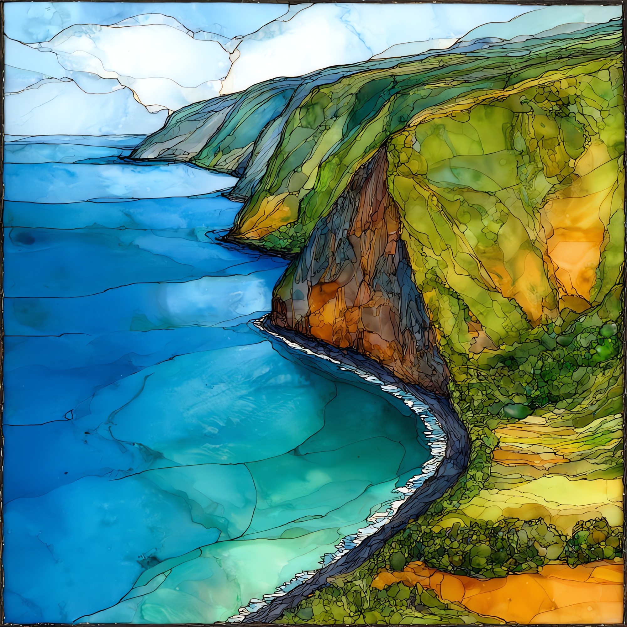 Honomanu Bay Maui Ceramic Art Tile