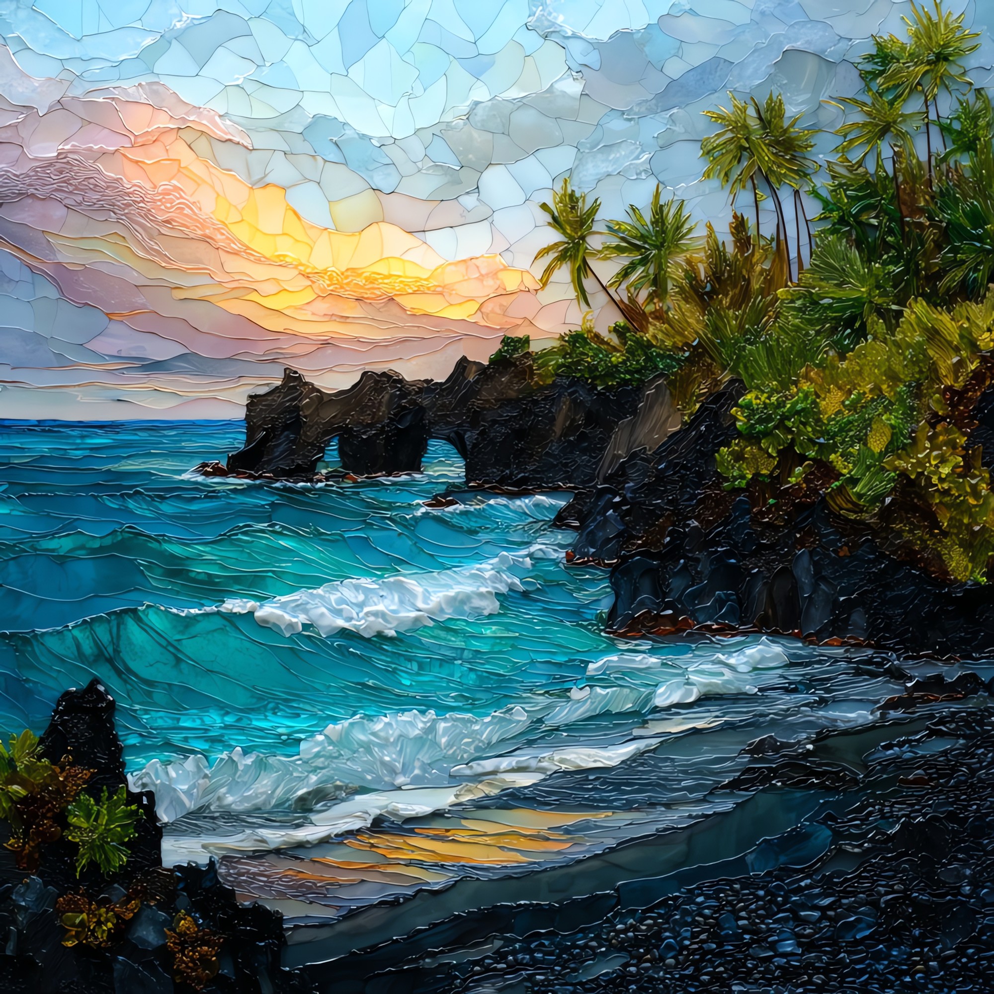 Waianapanapa Black Sand Maui Ceramic Art Tile