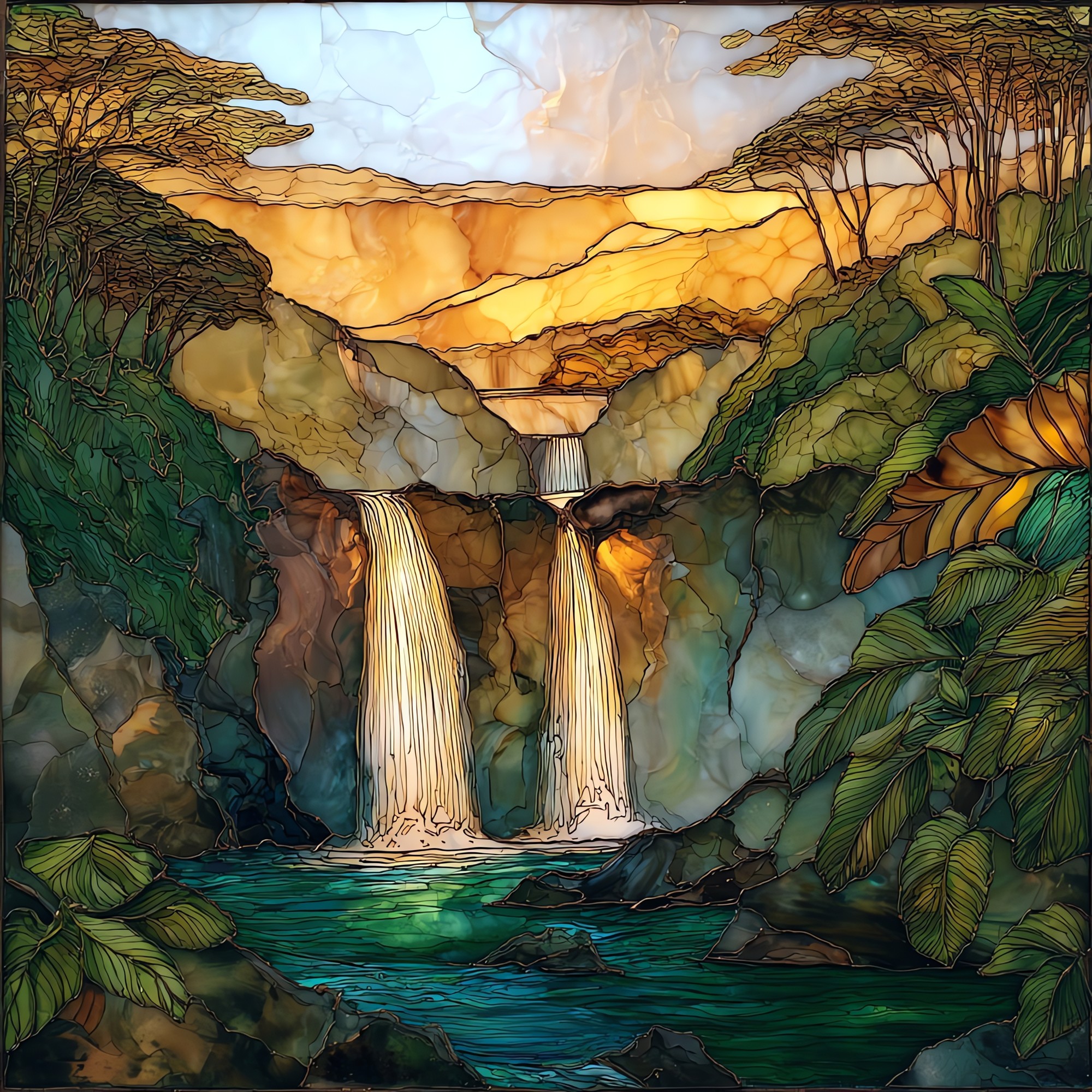 Three Bears Falls Maui Ceramic Art Tile