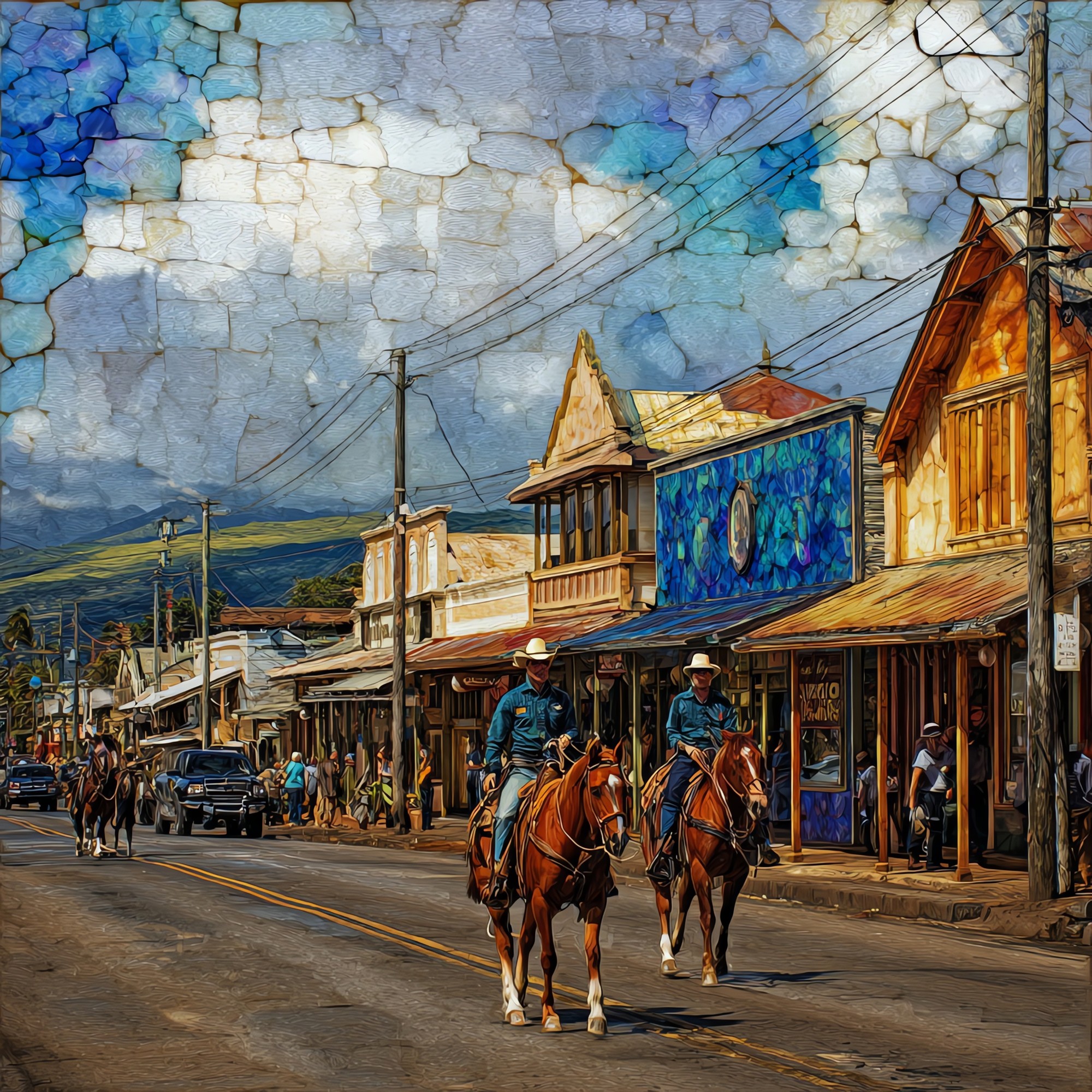 Makawao Paniolo Maui Ceramic Art Tile