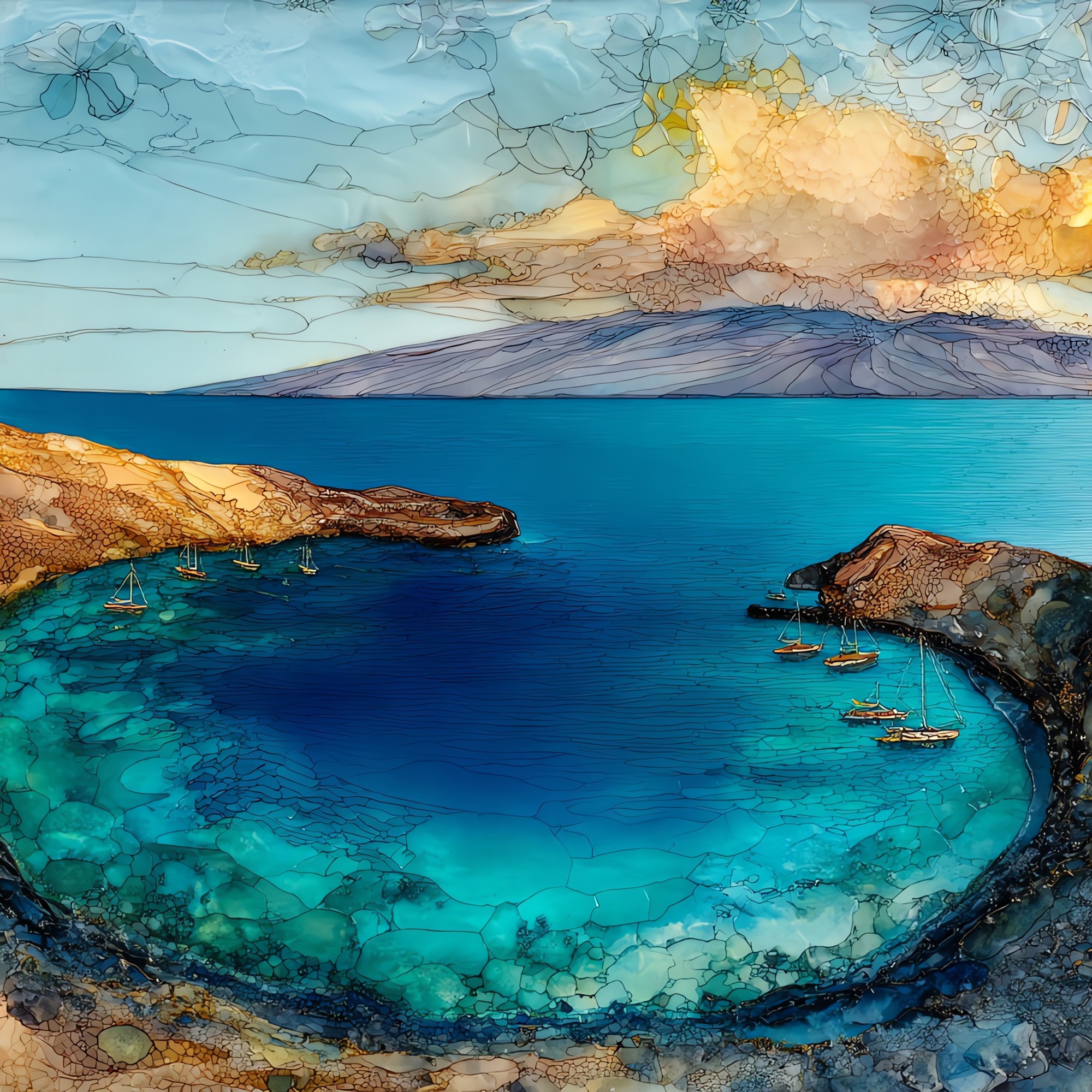 Molokini Crater Maui Ceramic Art Tile