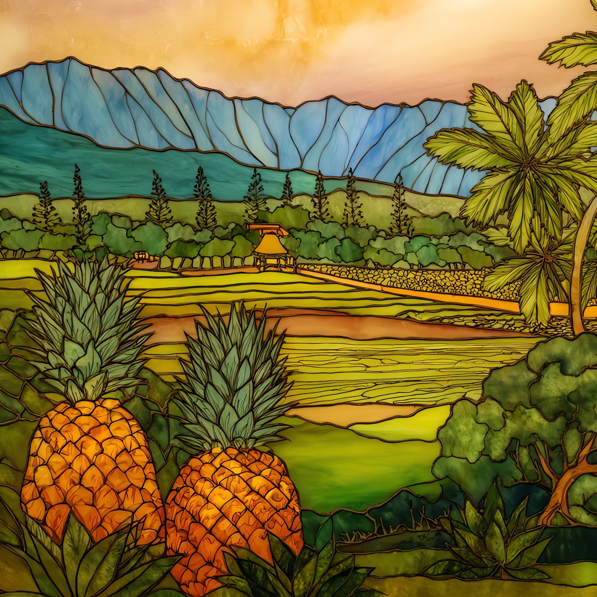 Maui Tropical Plantation Ceramic Art Tile