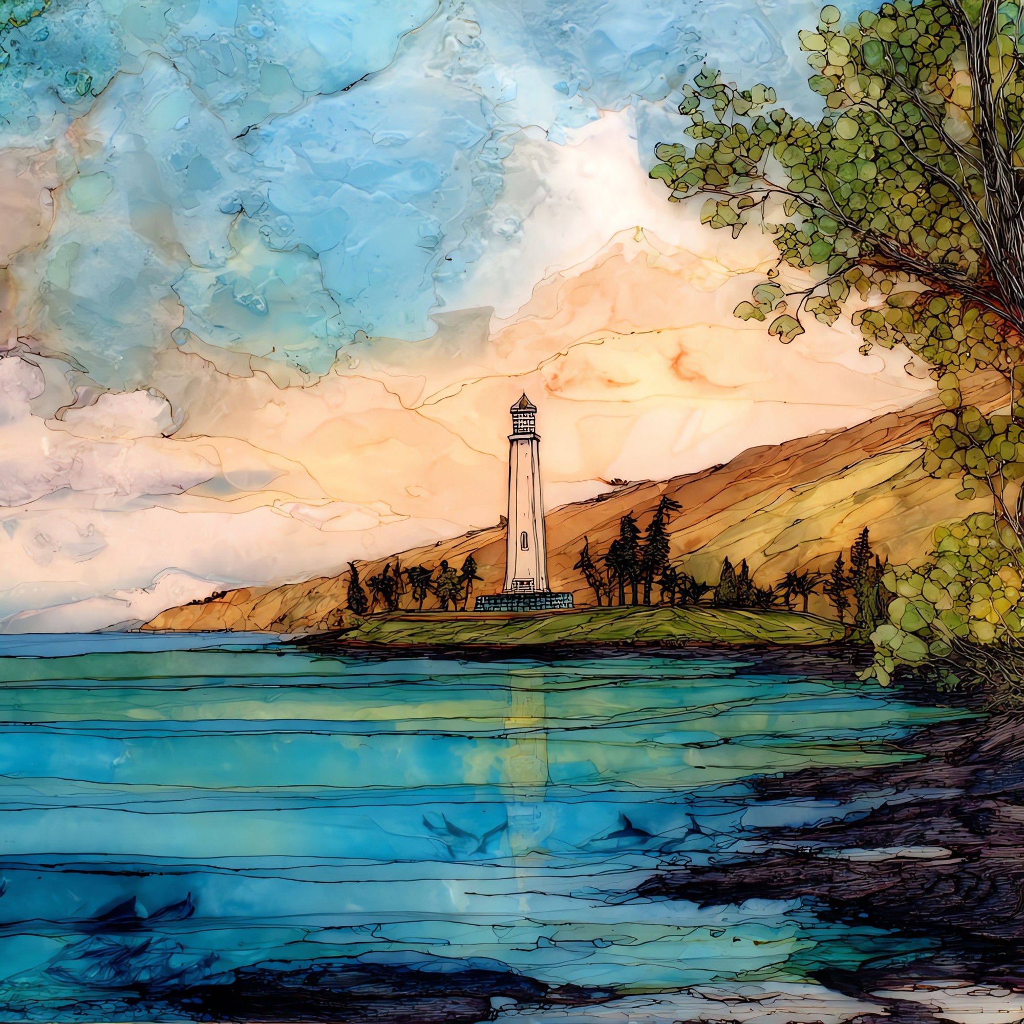 Kealakekua Bay Big Island Ceramic Art Tile