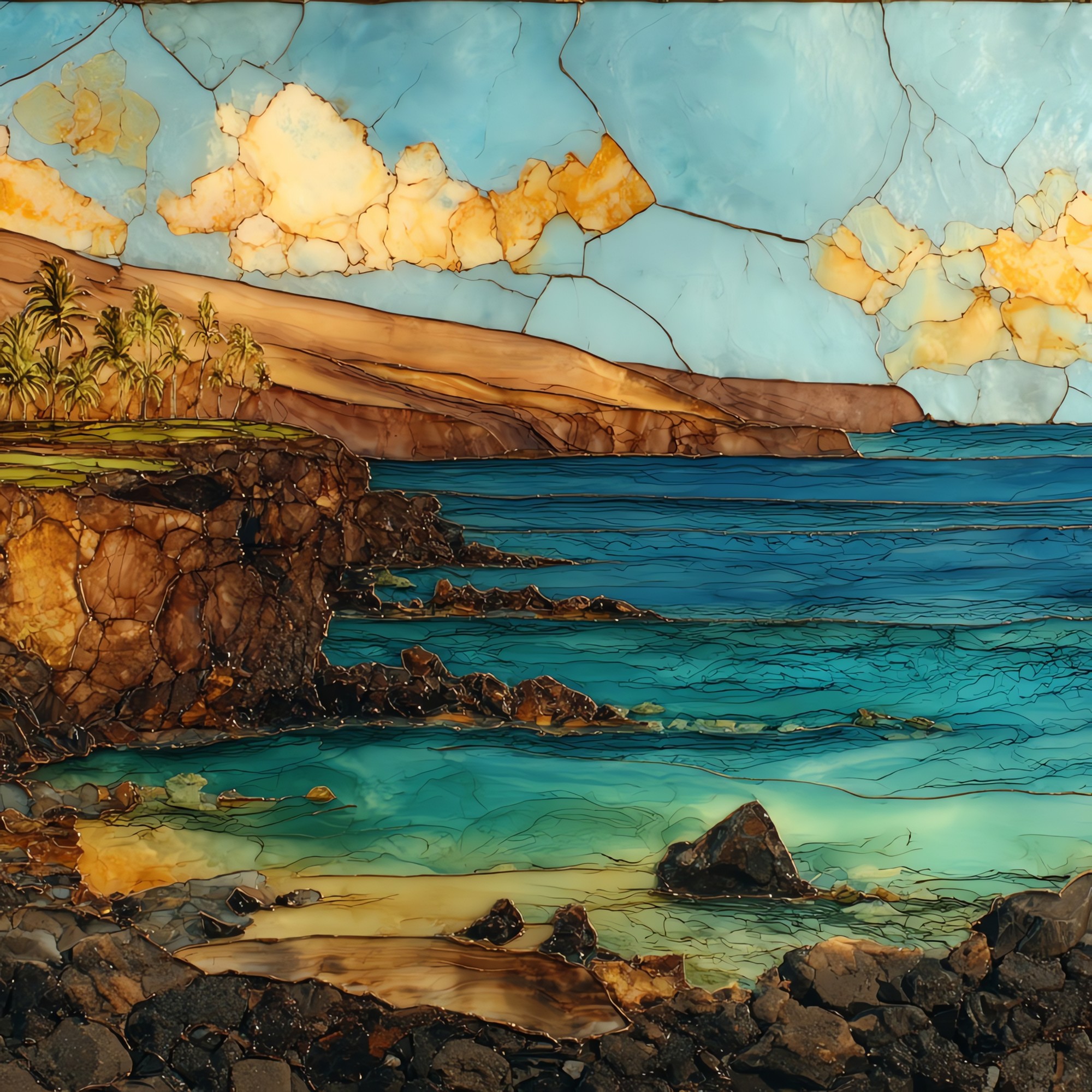 Manini Beach Big Island Ceramic Art Tile