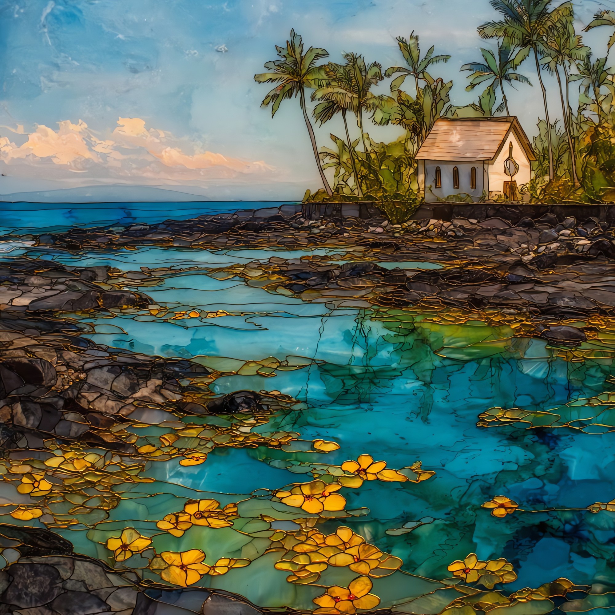 Kahaluu Bay Big Island Ceramic Art Tile