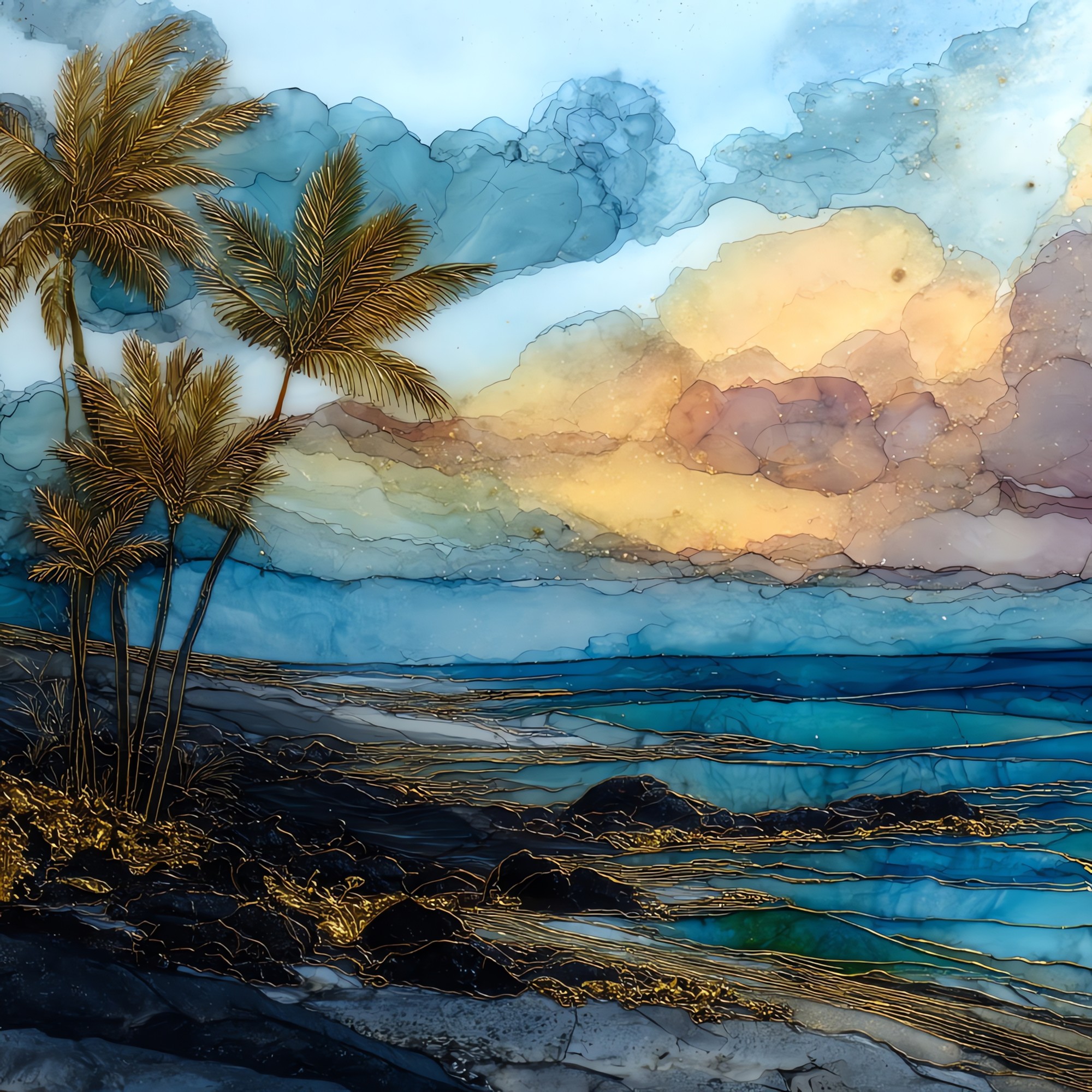 Kalapana Black Sand Big Island Ceramic Art Tile