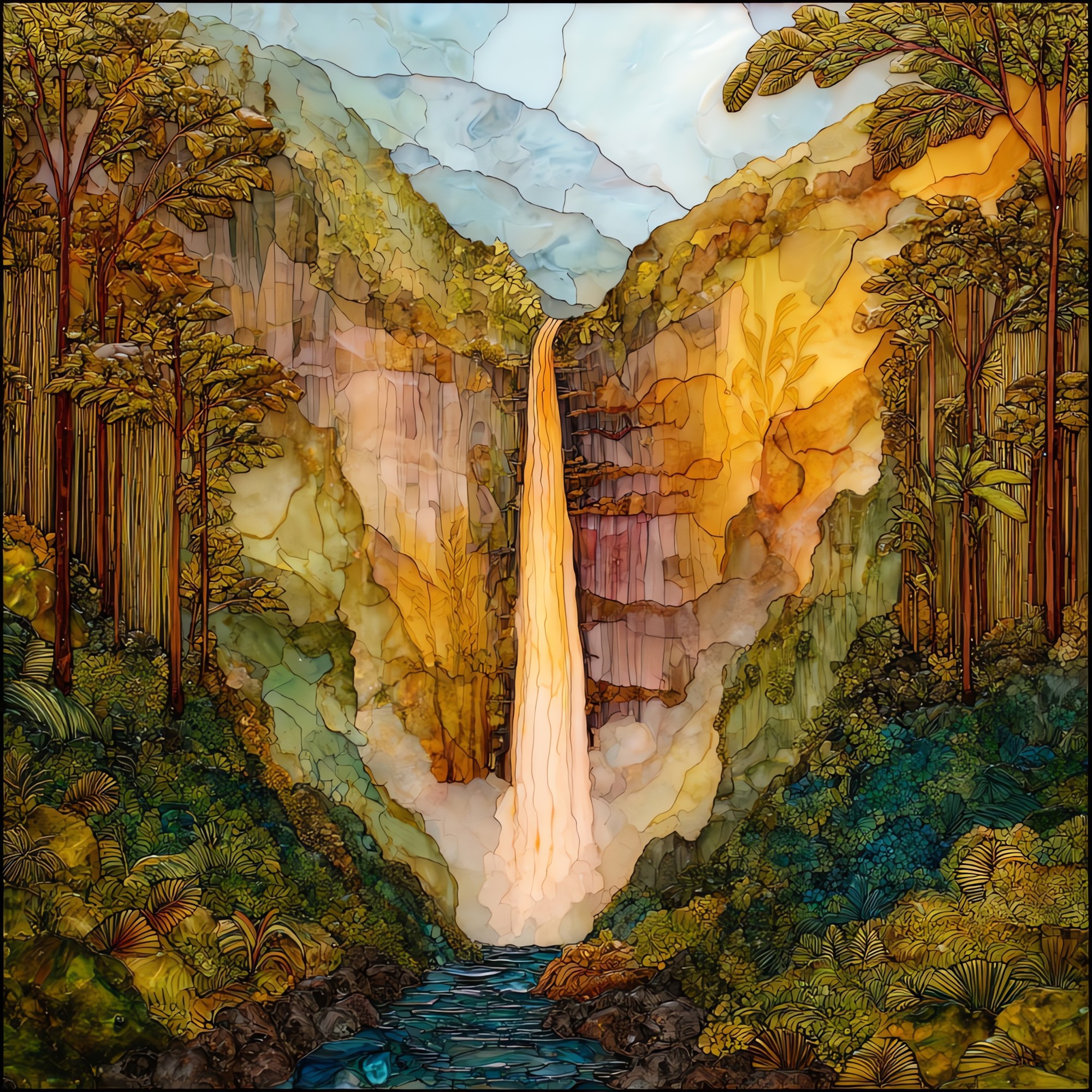 Akaka Falls Big Island Ceramic Art Tile