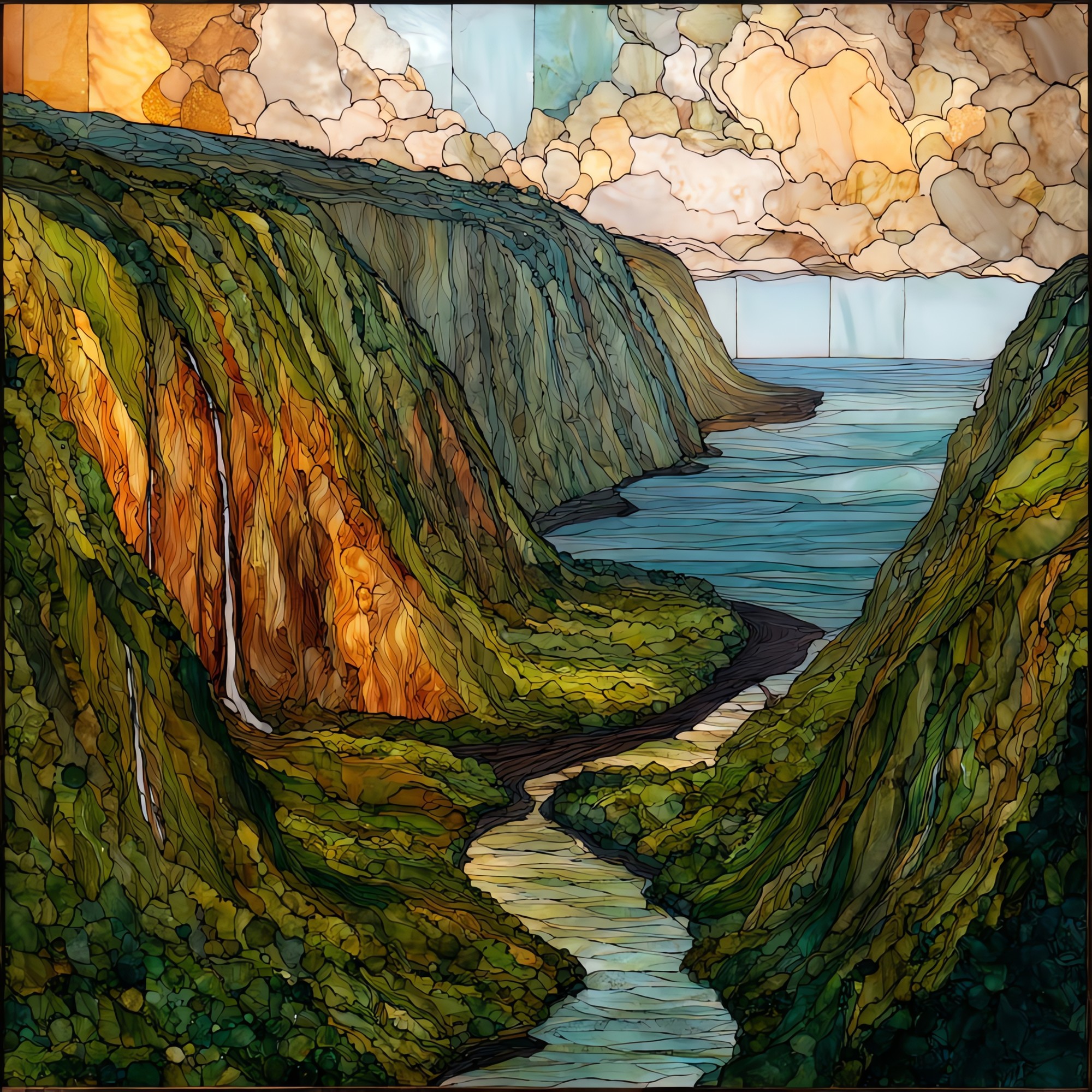 Waimanu Aerial Big Island Ceramic Art Tile