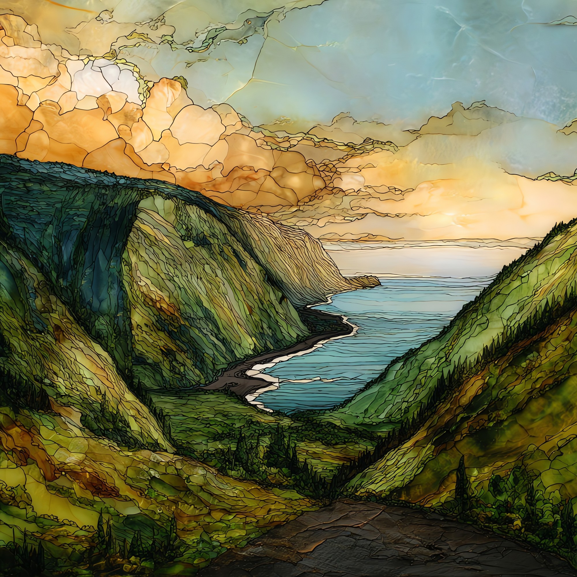 Pololu Overlook Big Island Ceramic Art Tile