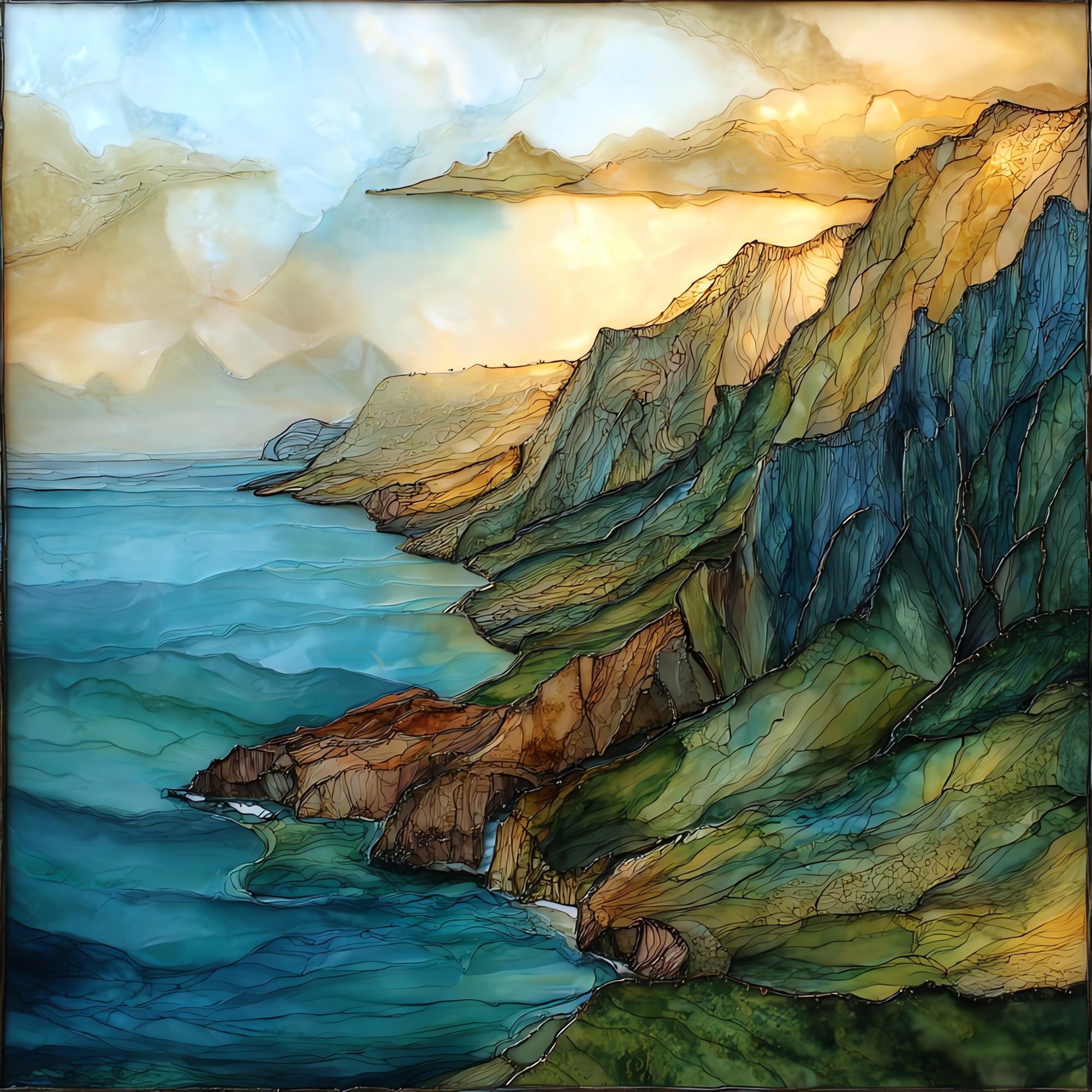 Na Pali Aerial Kauai Ceramic Art Tile