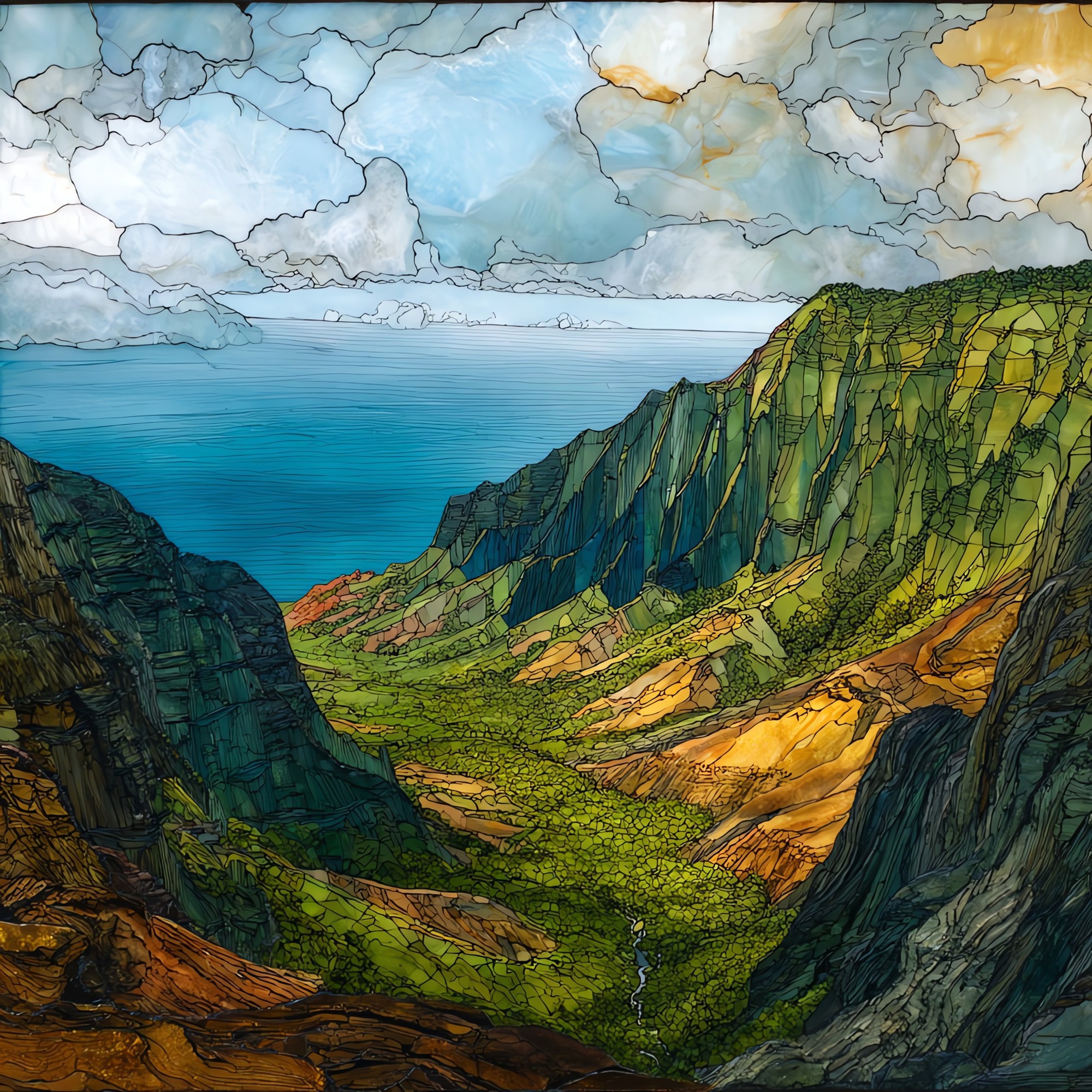 Kalalau Lookout Kauai Ceramic Art Tile
