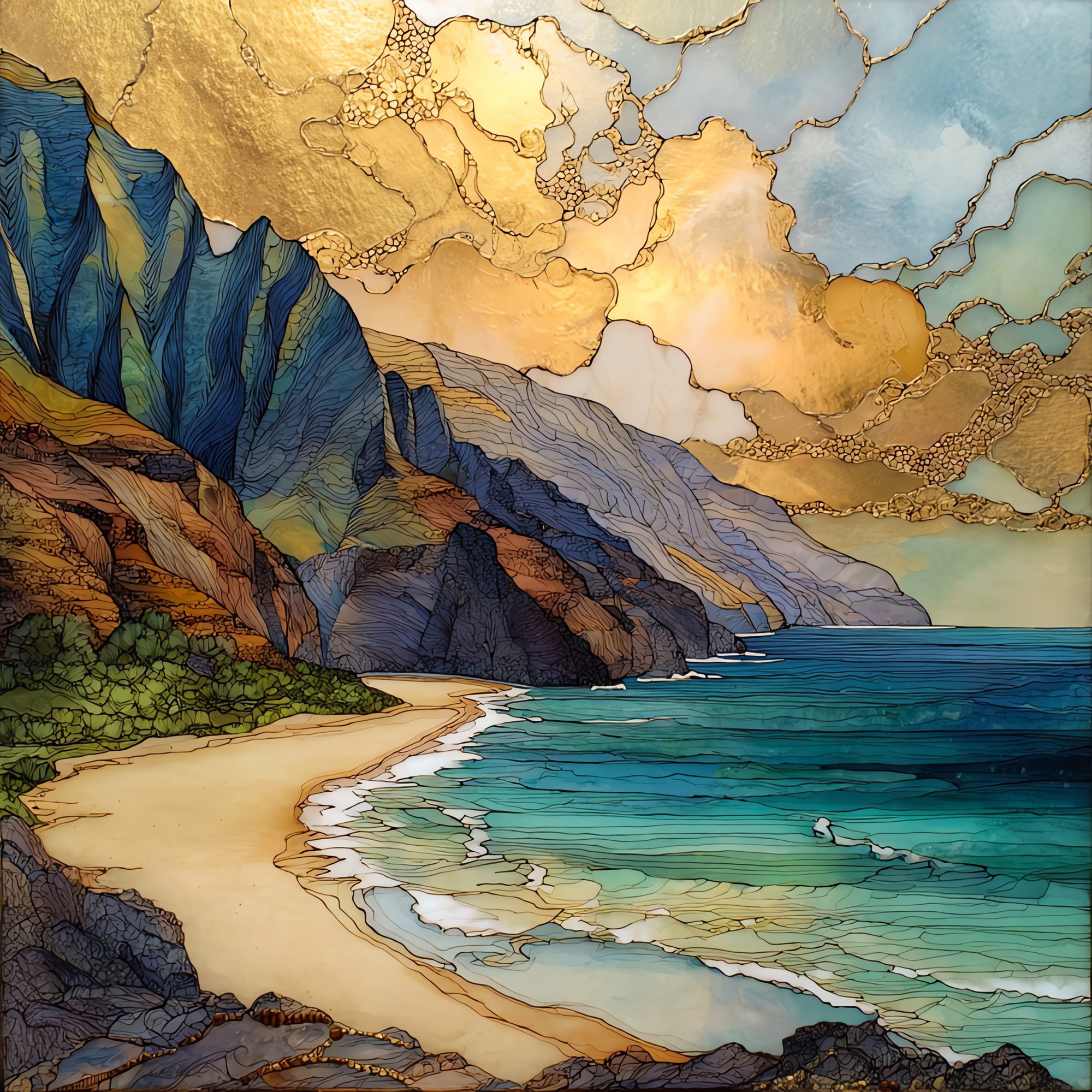 Kalalau Beach Kauai Ceramic Art Tile