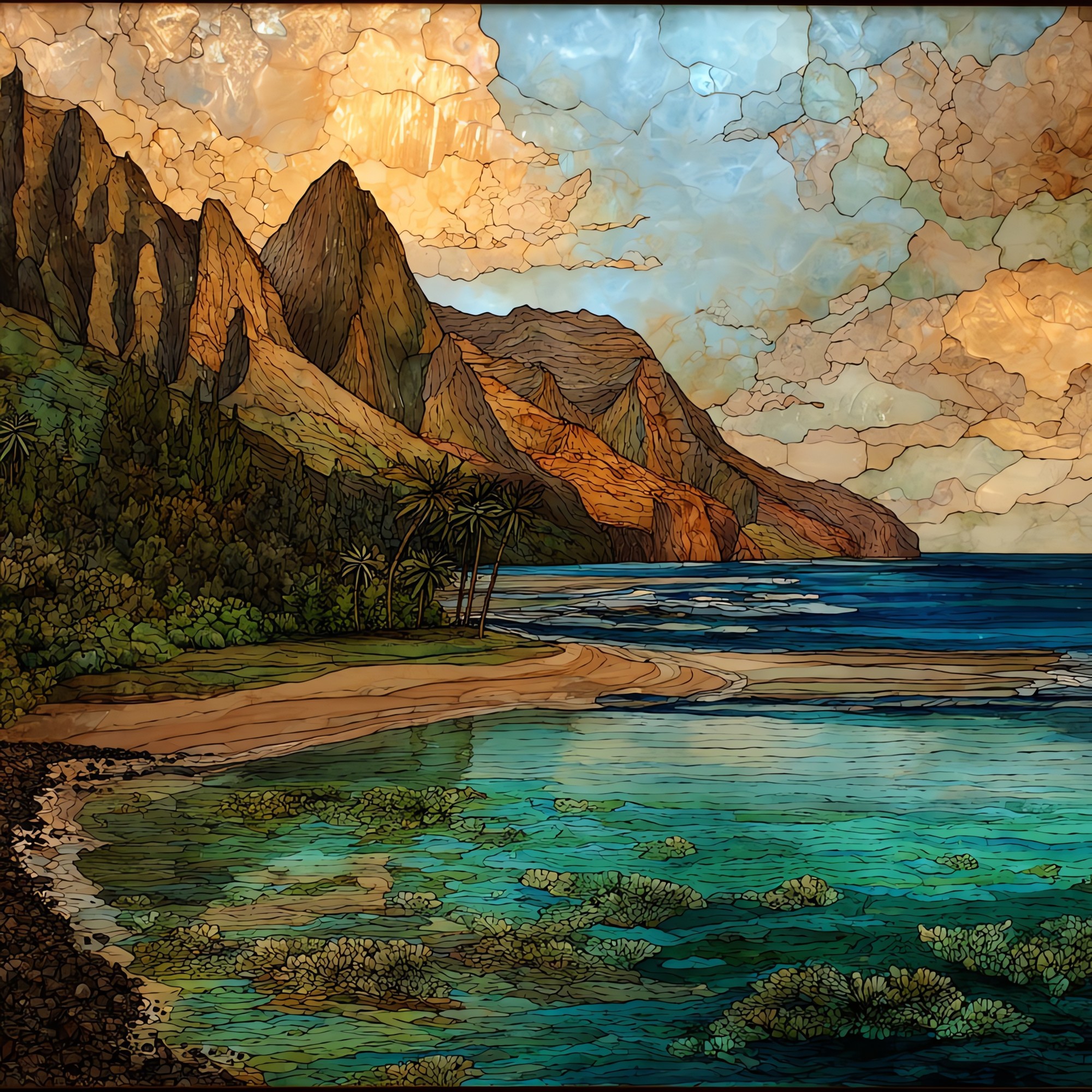 Kee Beach Kauai Ceramic Art Tile