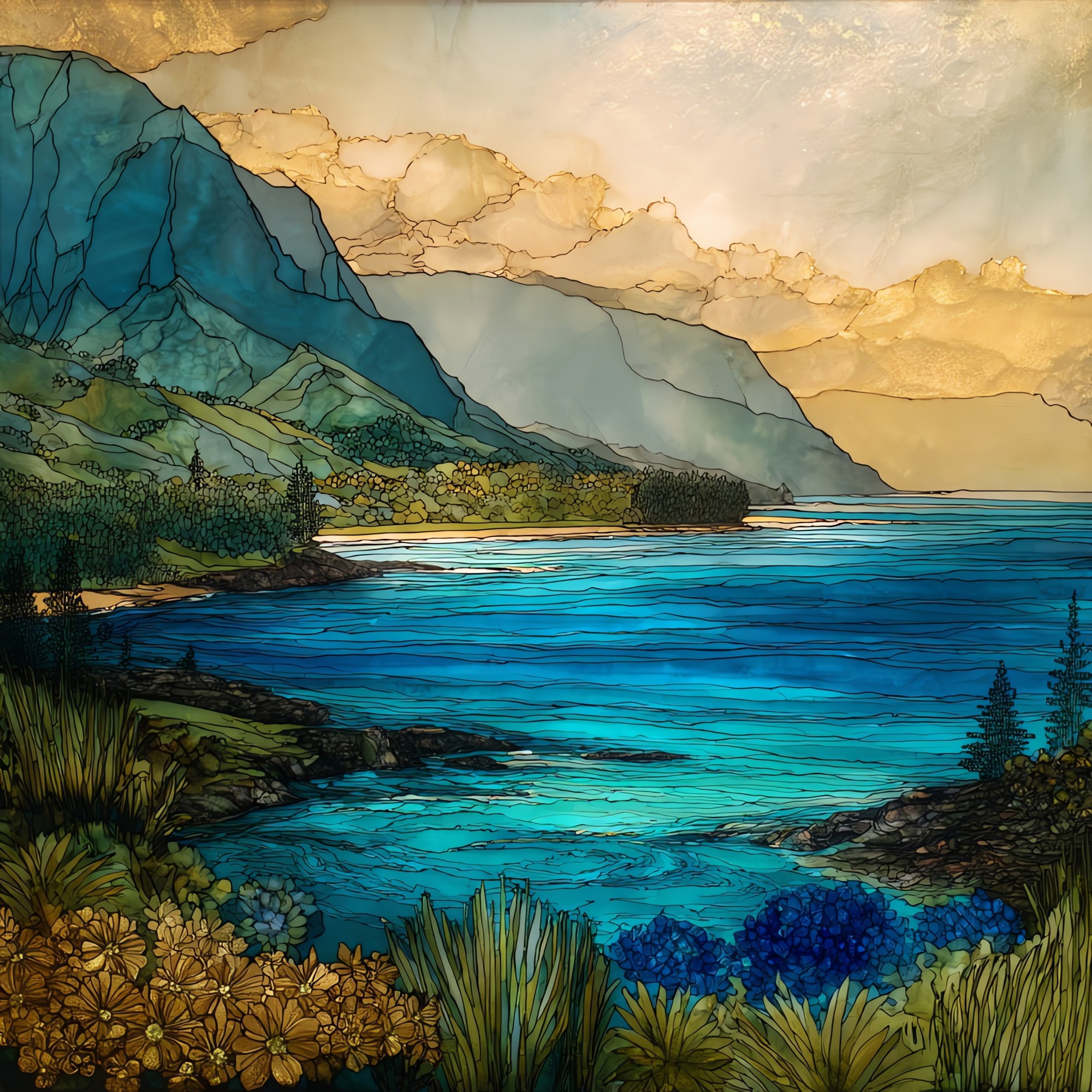 Wainiha Bay Kauai Ceramic Art Tile