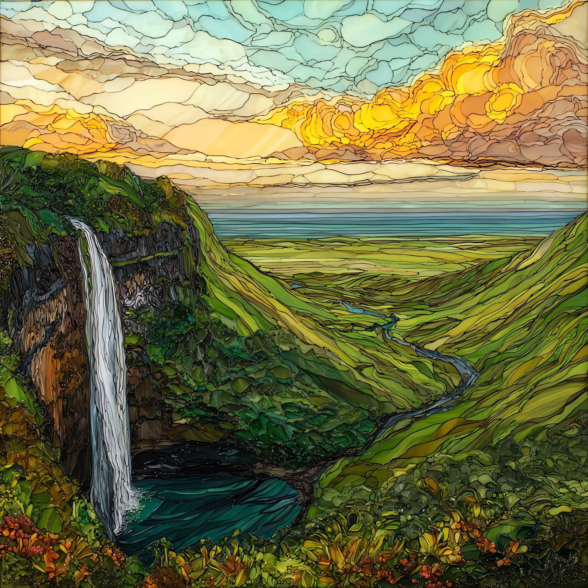Opaekaa Falls Kauai Ceramic Art Tile