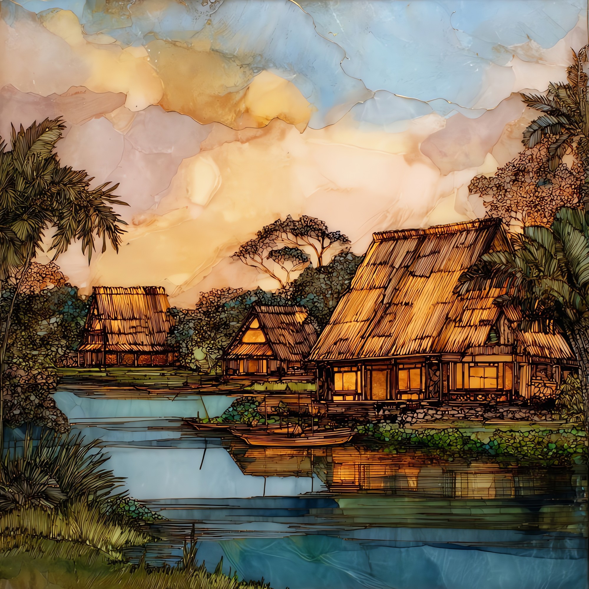 Kamokila Village Kauai Ceramic Art Tile