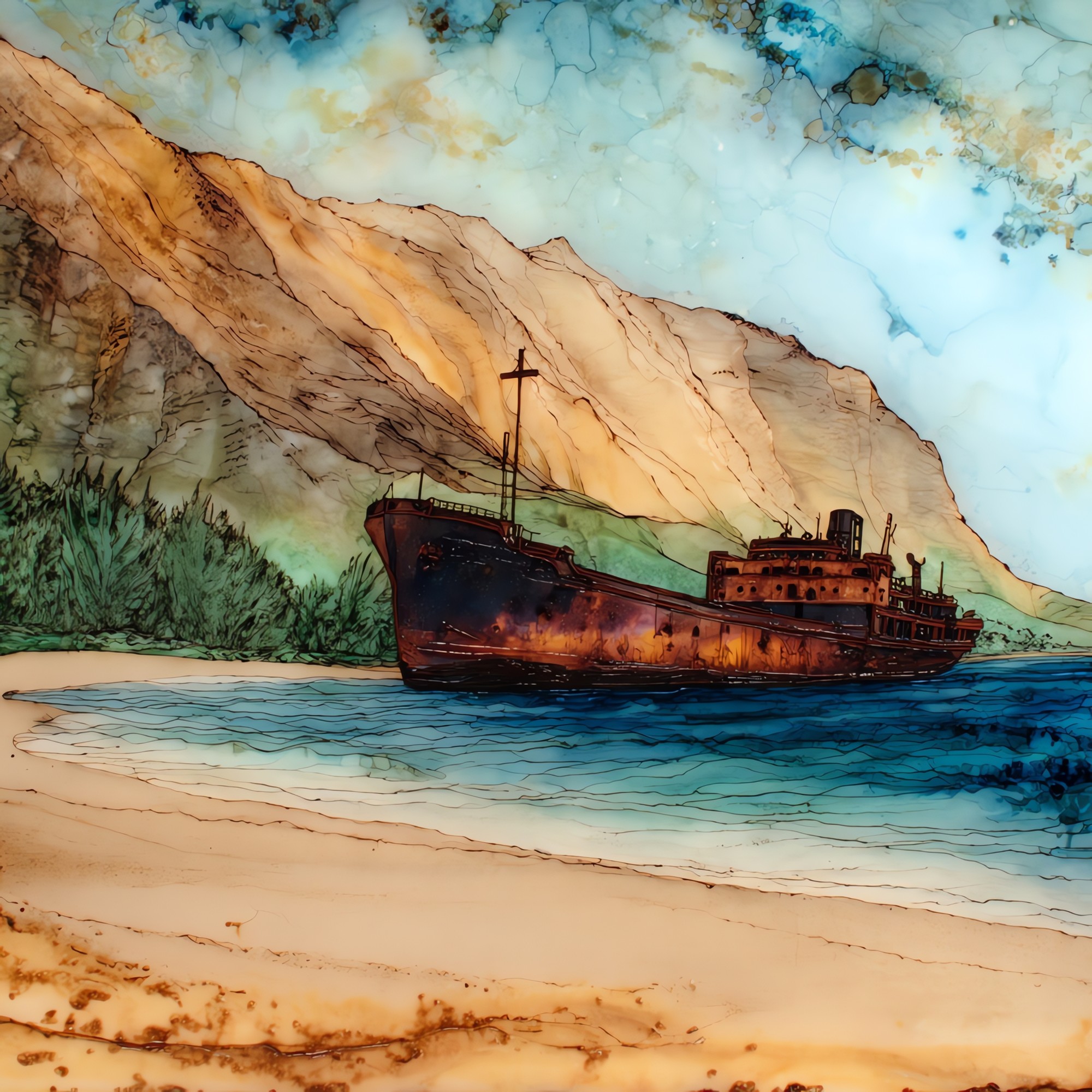 Shipwreck Beach Lanai Ceramic Art Tile