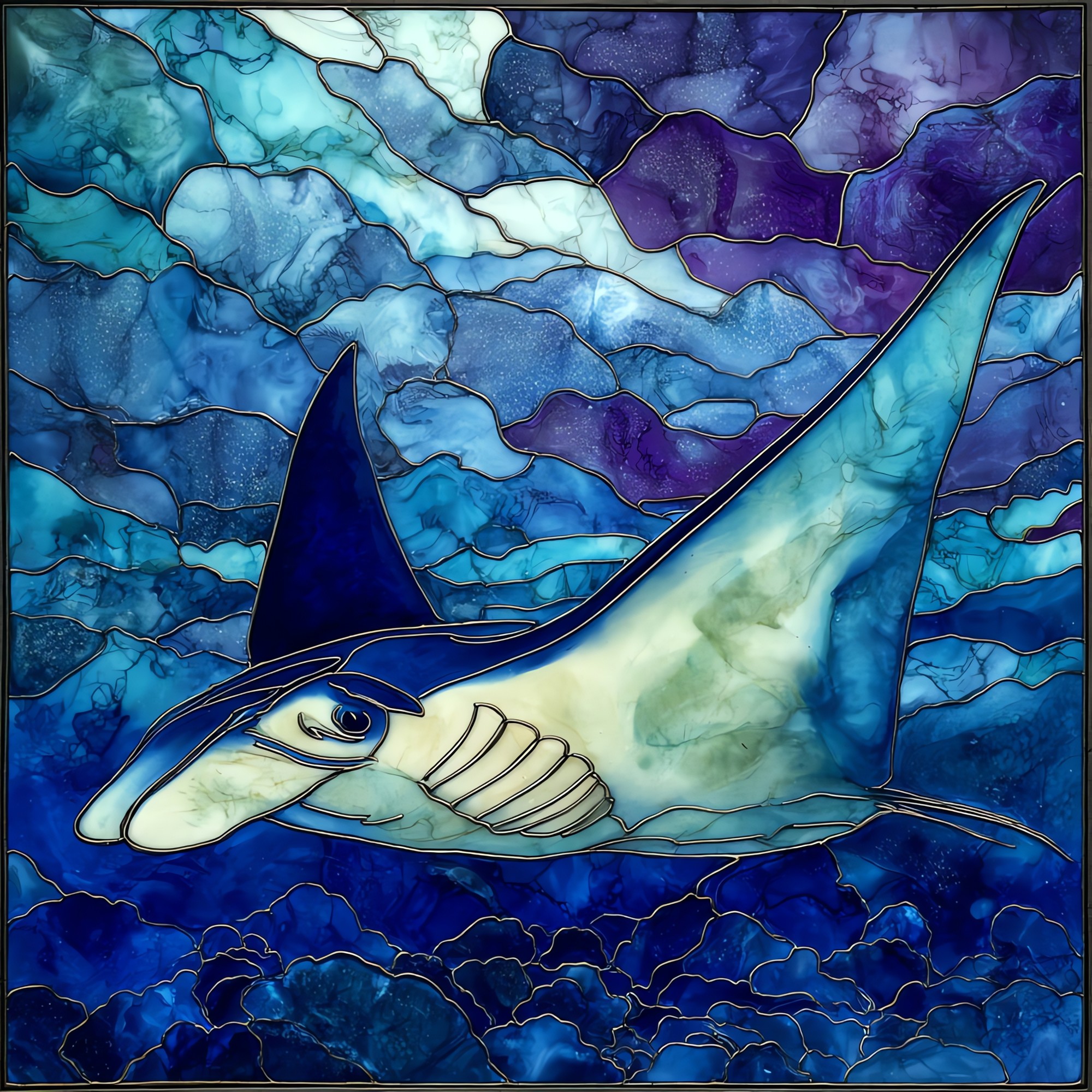 Manta Ray Kona Big Island Ceramic Art Tile