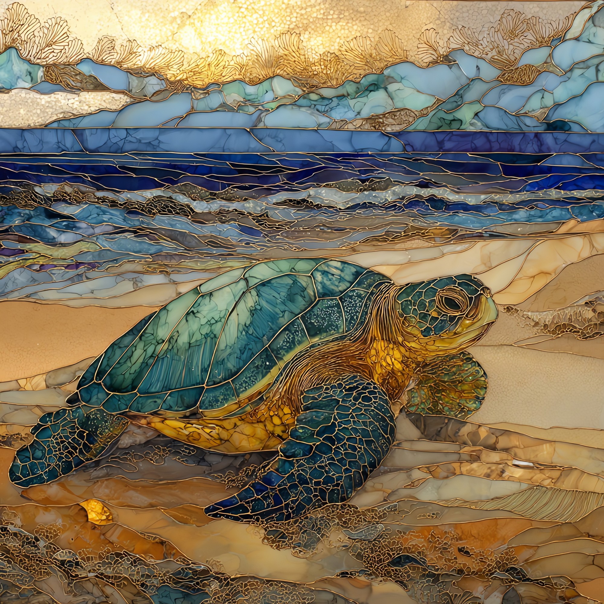 Honu Nesting Beach Ceramic Art Tile
