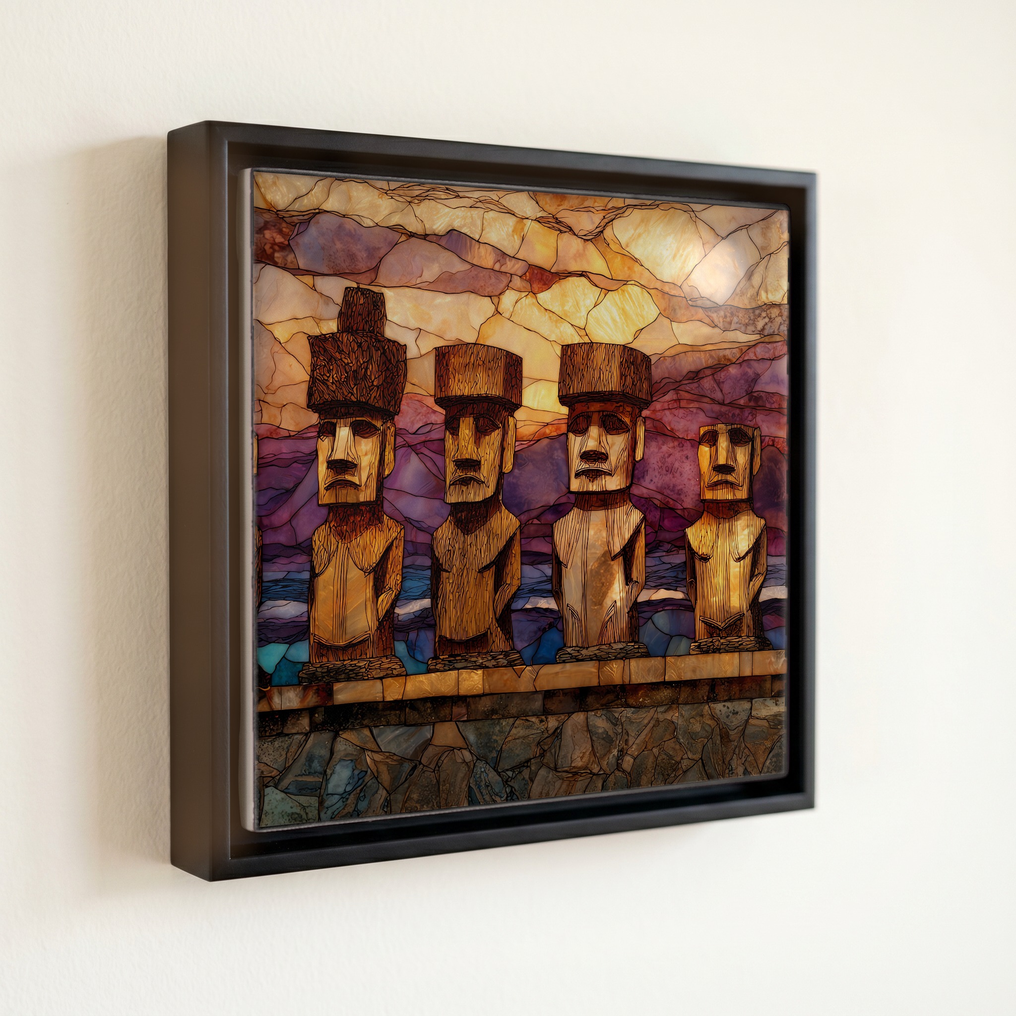 shown in a slim black floating frame · 6 × 6 in