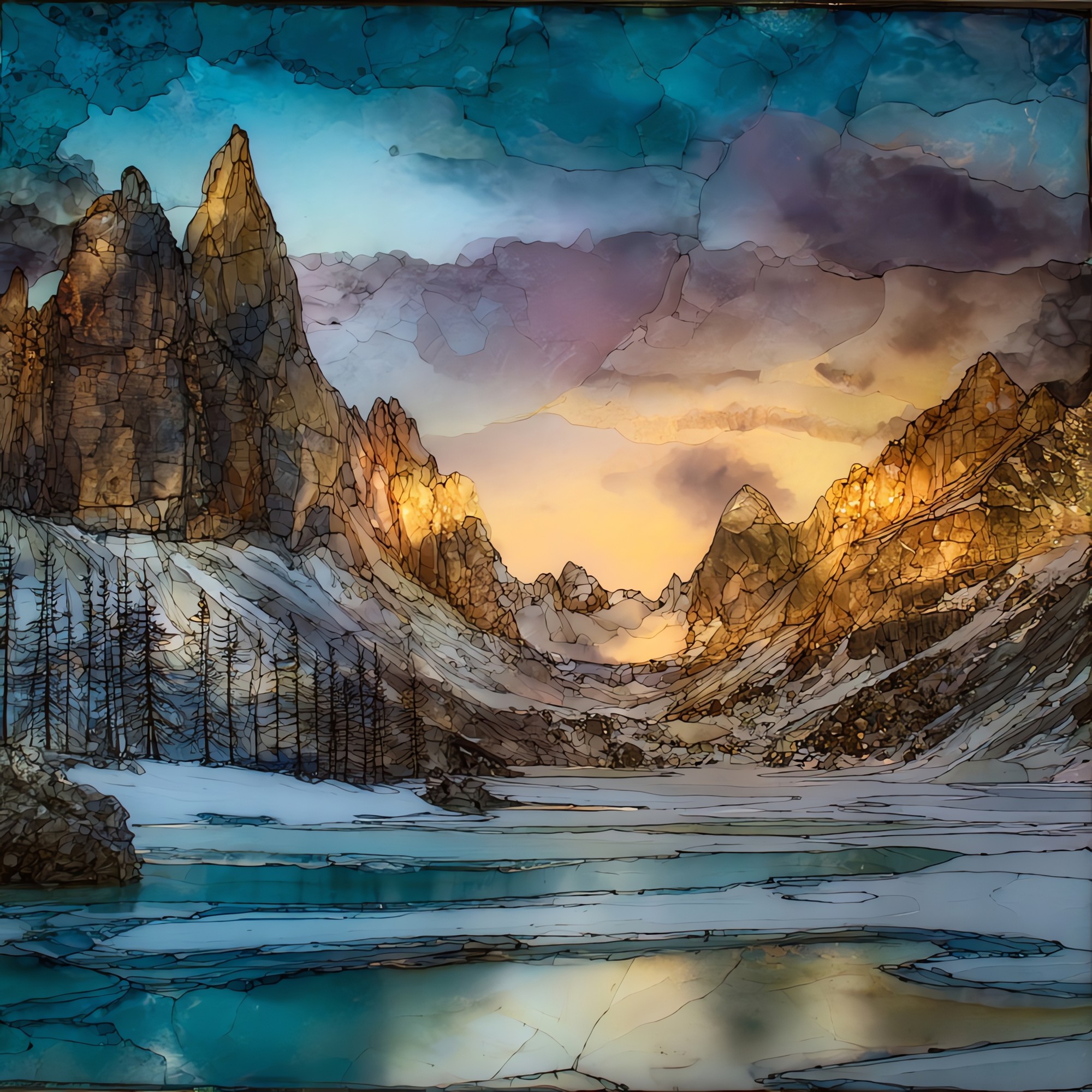 Lake Sorapis Frozen in Winter
